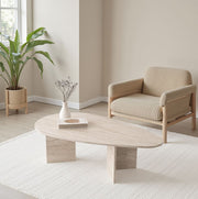 Mesa de Centro – 139,5 x 42 x 79,5 cm – Cor Travertino – Aglomerado revestido a melamina