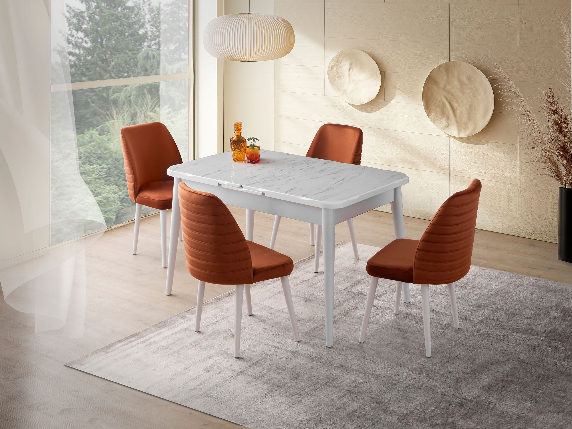 Mesa de Jantar Extensível – 130 cm a 164 cm – Branca – MDF