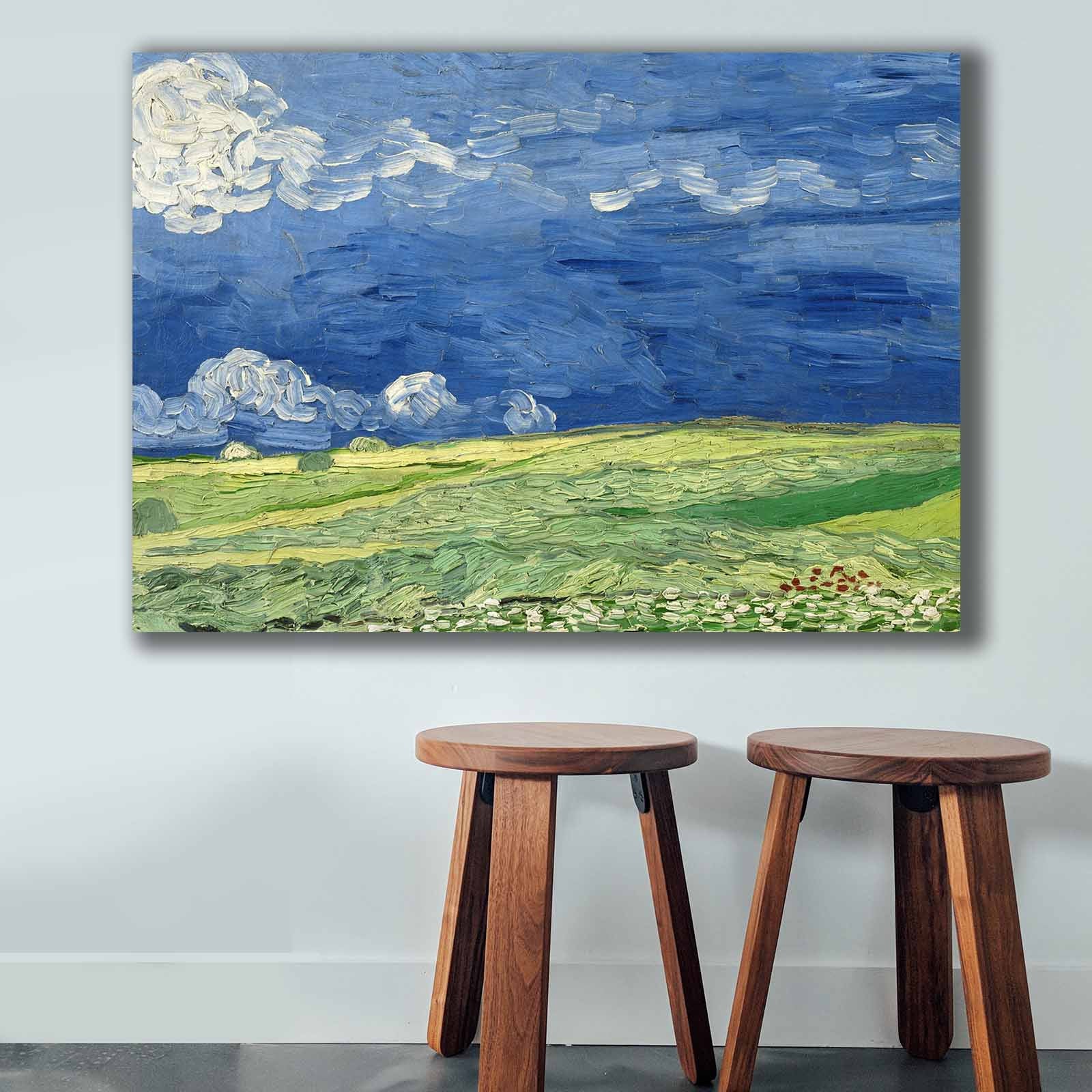 Pintura decorativa em tela de Vincent van Gogh, 70 x 100 cm, 100% tela, moldura 100% madeira (2,8 cm de espessura) | Perfeito para amantes de decoração e arte
