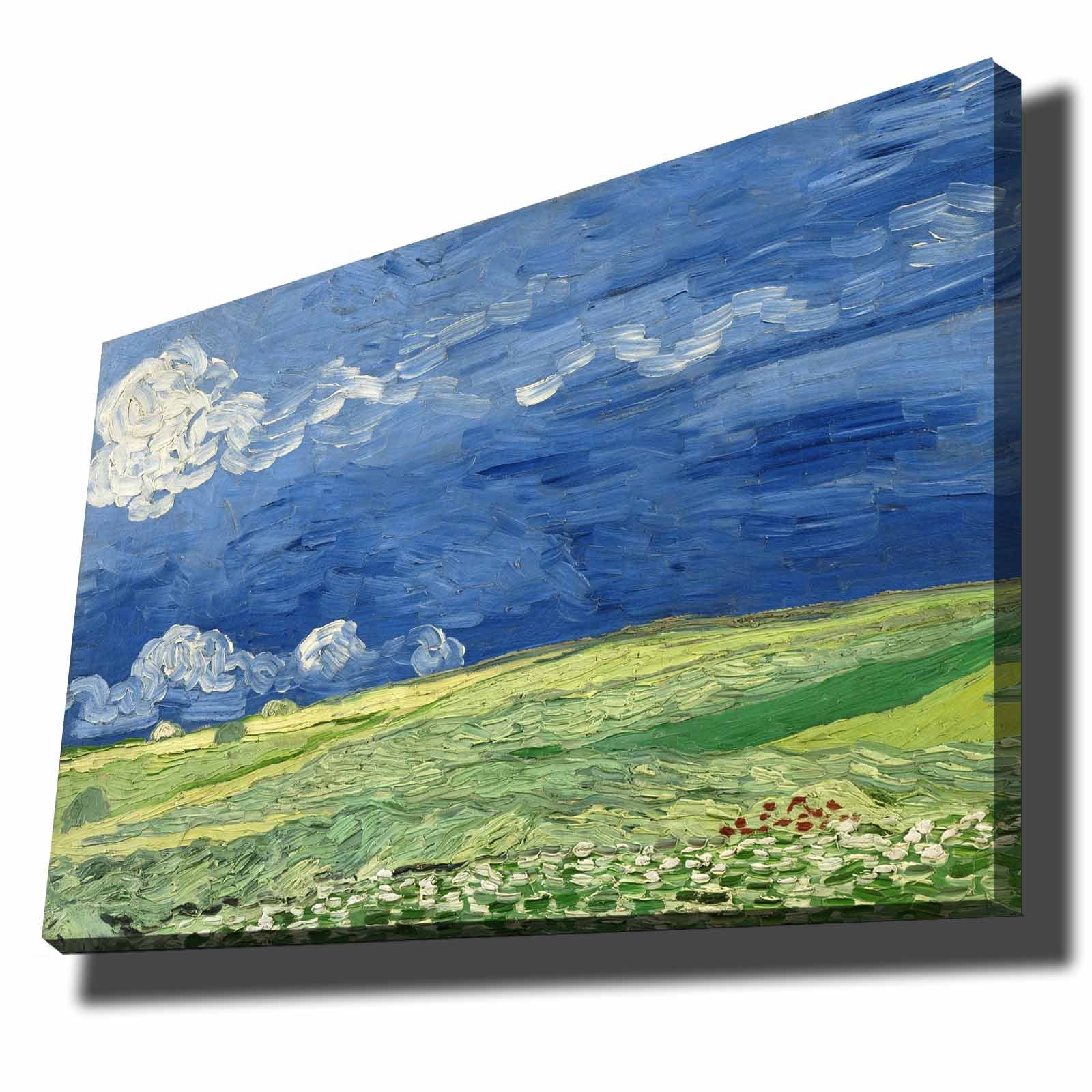Pintura decorativa em tela de Vincent van Gogh, 70 x 100 cm, 100% tela, moldura 100% madeira (2,8 cm de espessura) | Perfeito para amantes de decoração e arte