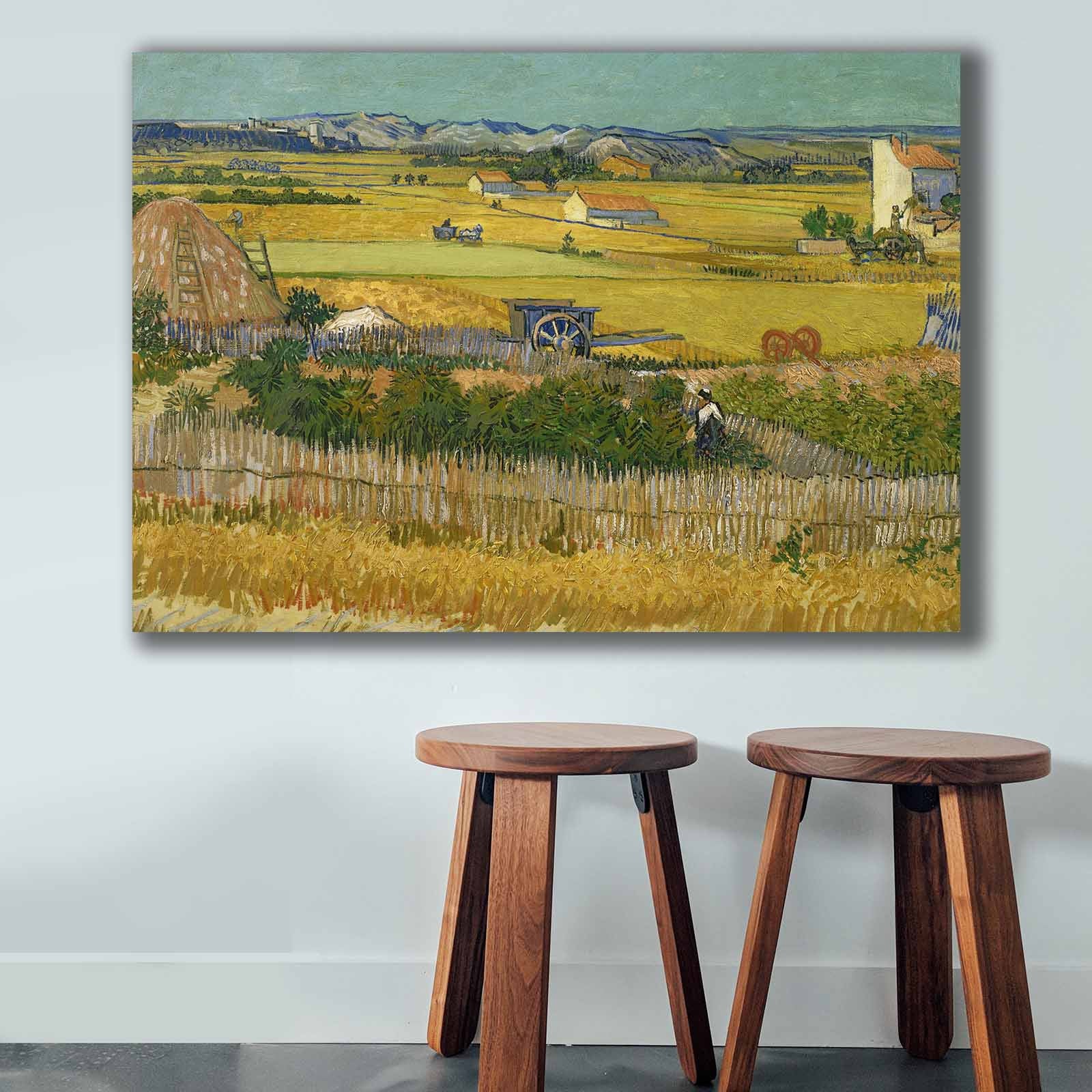 Pintura decorativa em tela de Vincent van Gogh, 70 x 100 cm, 100% tela, moldura 100% madeira (2,8 cm de espessura) | Perfeito para amantes de decoração e arte