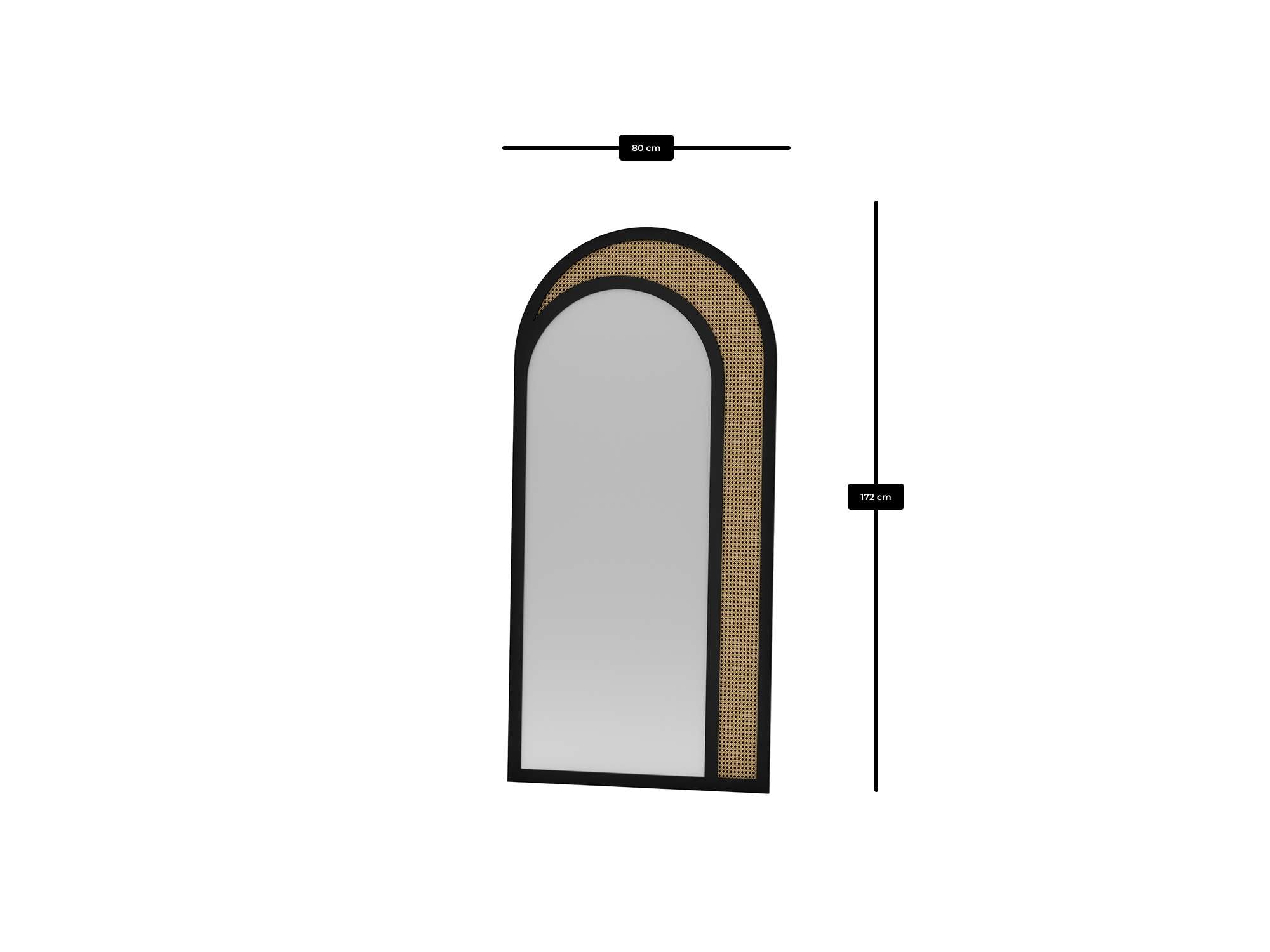 Espelho Cheval Preto 80x170cm - MDF com Fixação de Parede Incluída