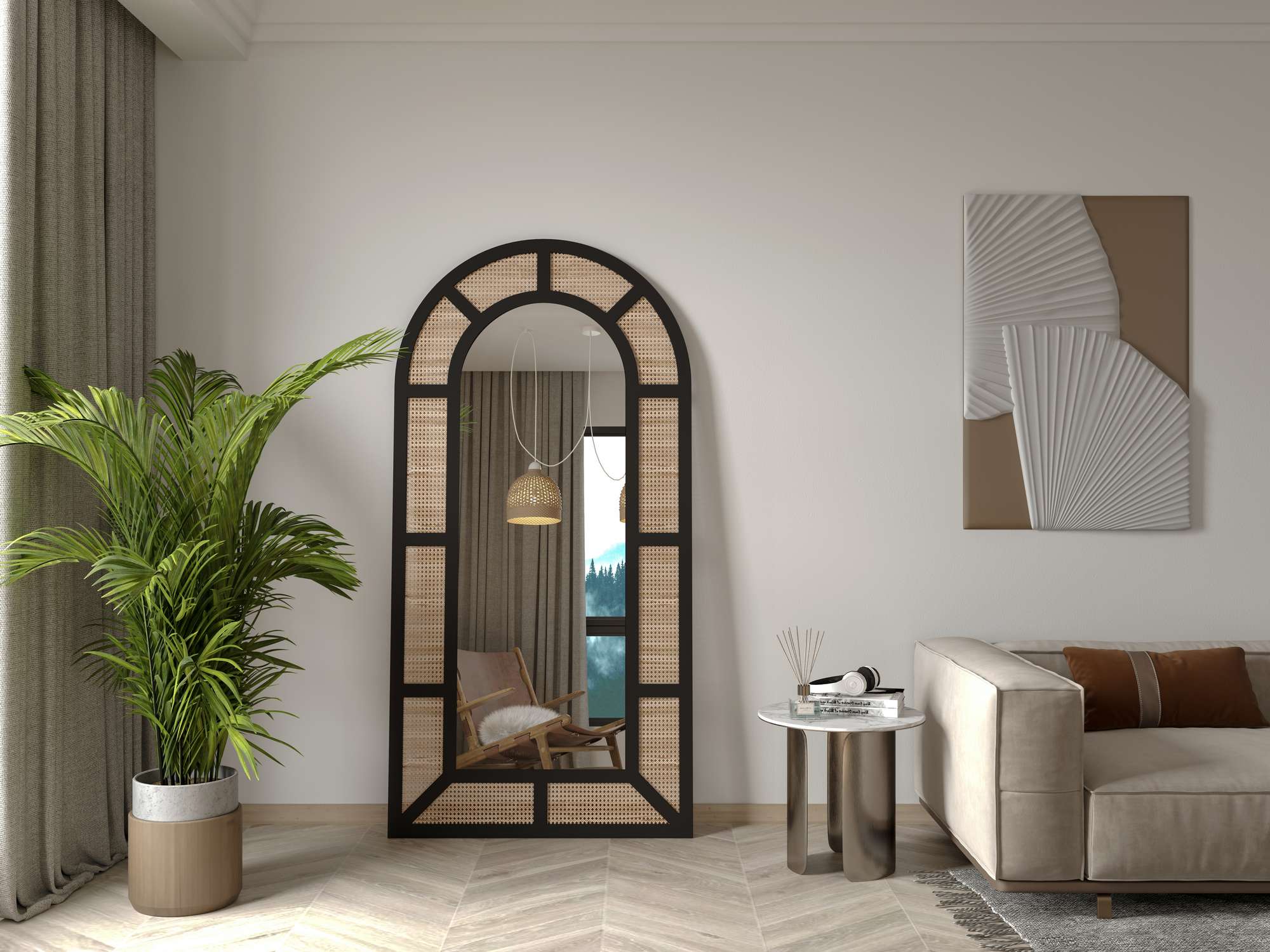 Espelho Cheval Preto 90x180cm - MDF com Fixação de Parede Incluída