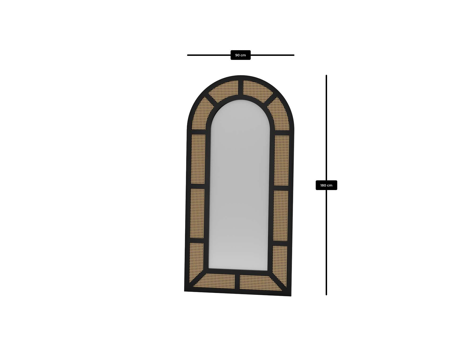 Espelho Cheval Preto 90x180cm - MDF com Fixação de Parede Incluída