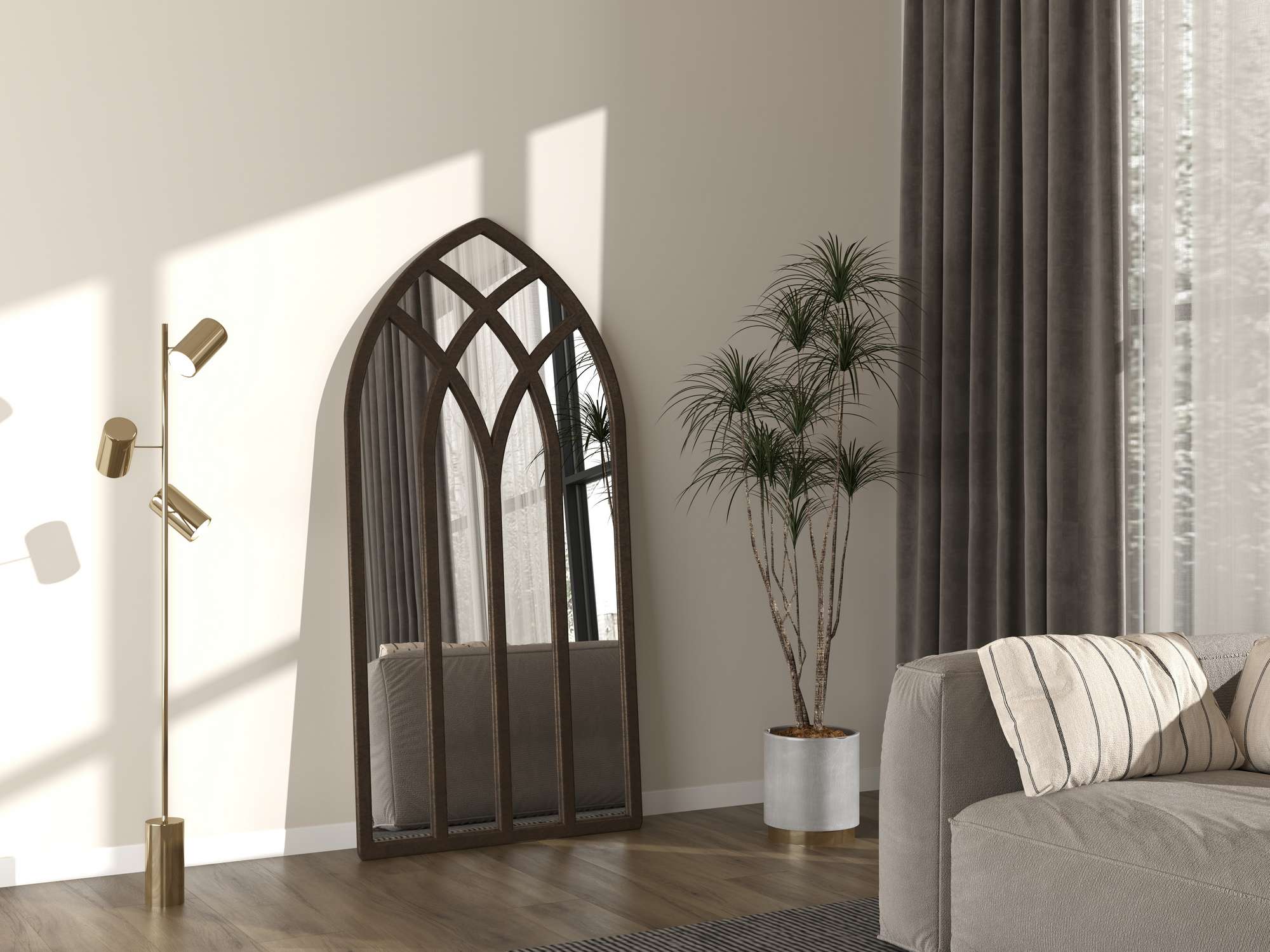 Espelho Cheval Castanho 90x180cm - MDF 100% com Fixação de Parede Incluída