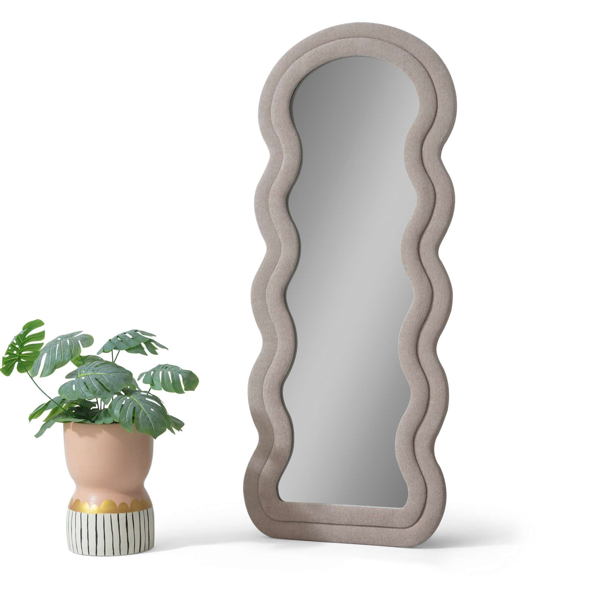 Espelho Cheval Bege 65x170cm em MDF - Fixação na Parede Incluída