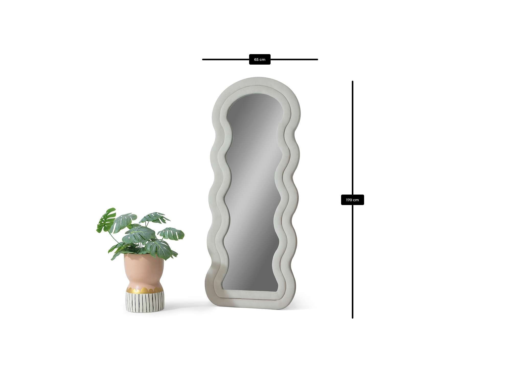 Espelho Cheval Creme 65x170cm - MDF com Fixação de Parede Incluída