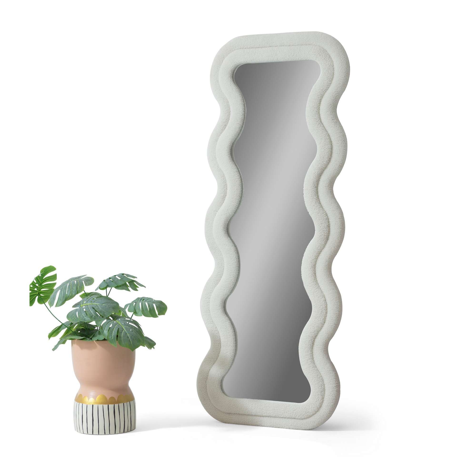 Espelho Cheval Creme 65x170cm - MDF com Fixação de Parede Incluída