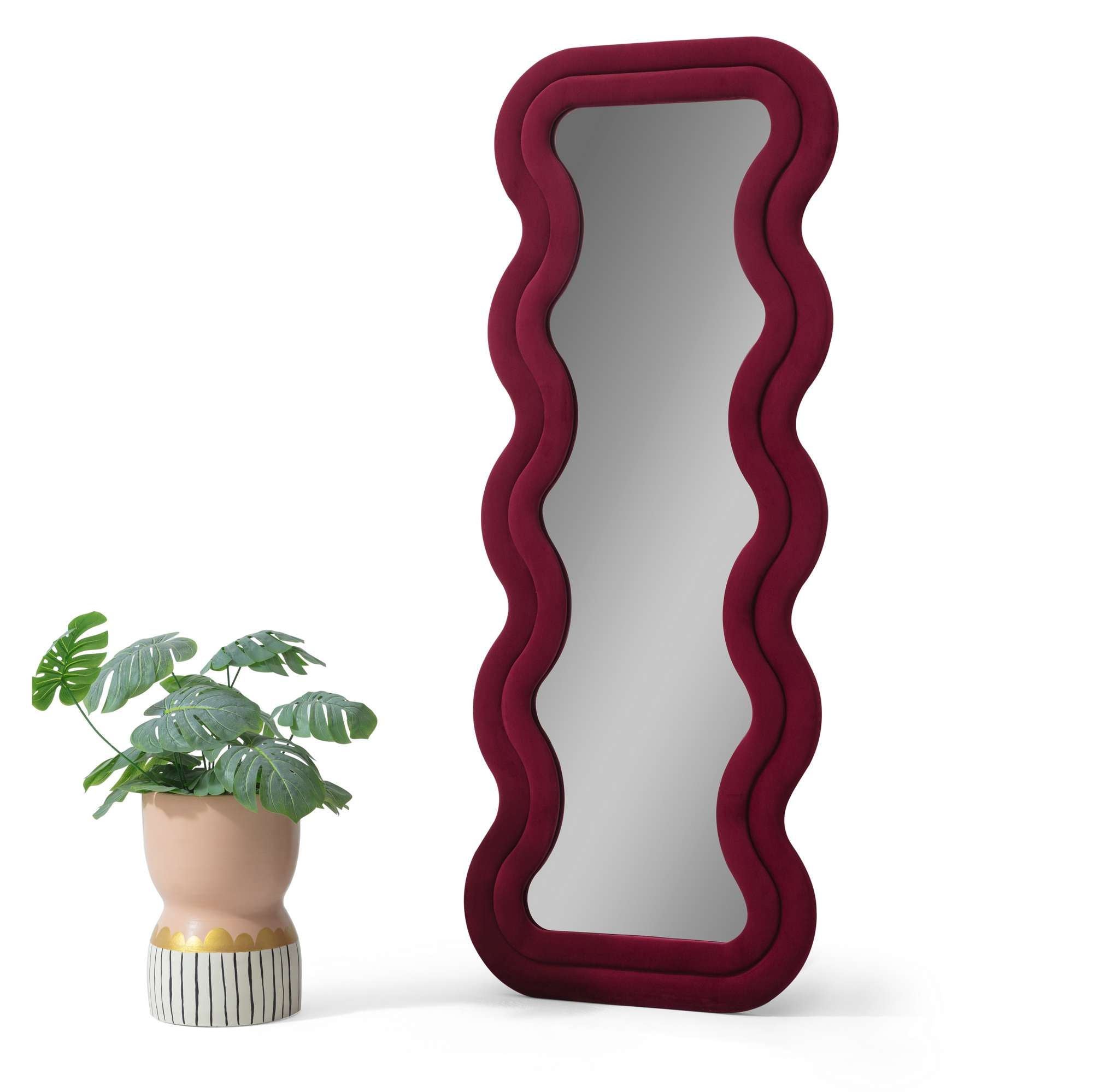 Espelho Cheval Vermelho Bordô 65x170cm - MDF com Fixação de Parede