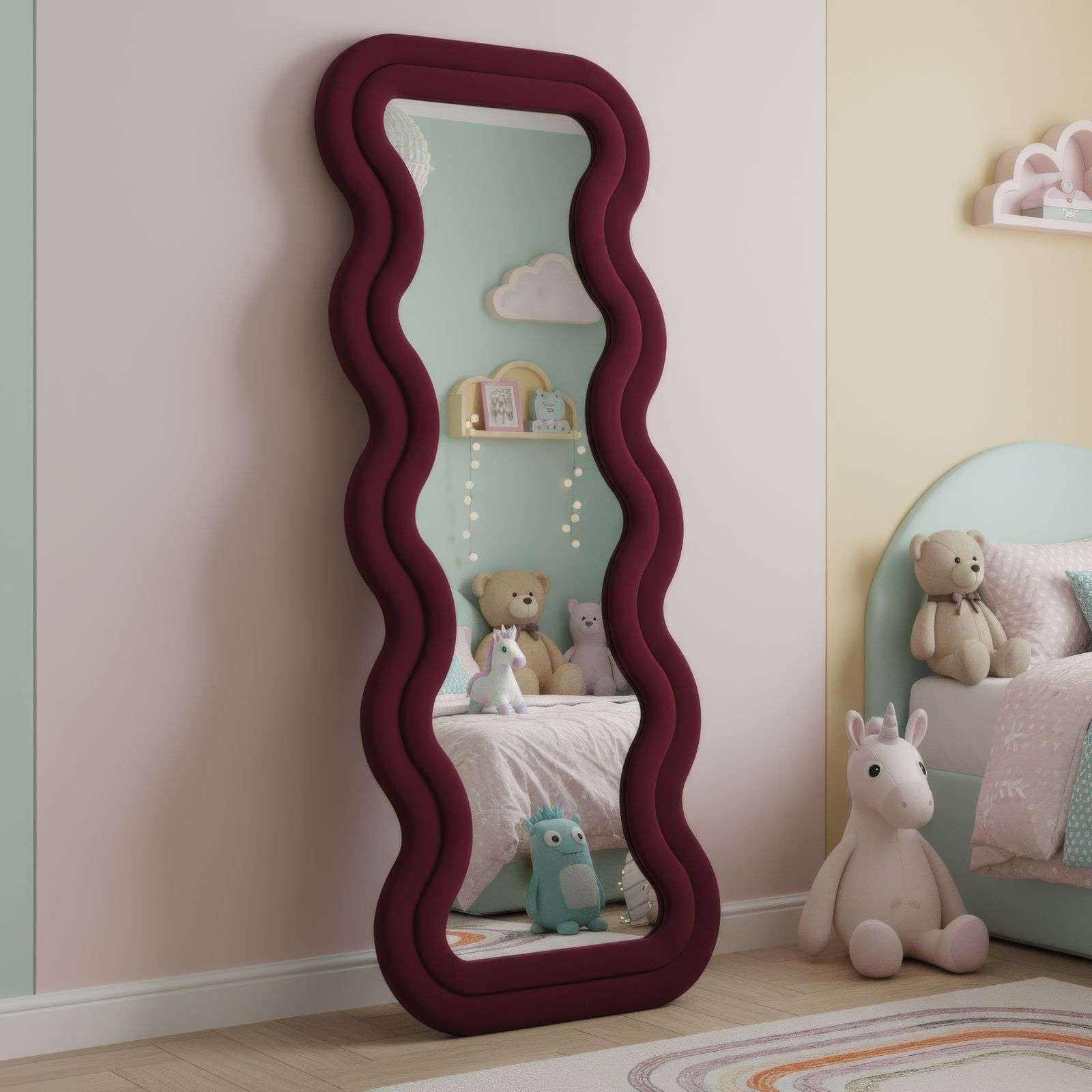 Espelho Cheval Vermelho Bordô 65x170cm - MDF com Fixação de Parede