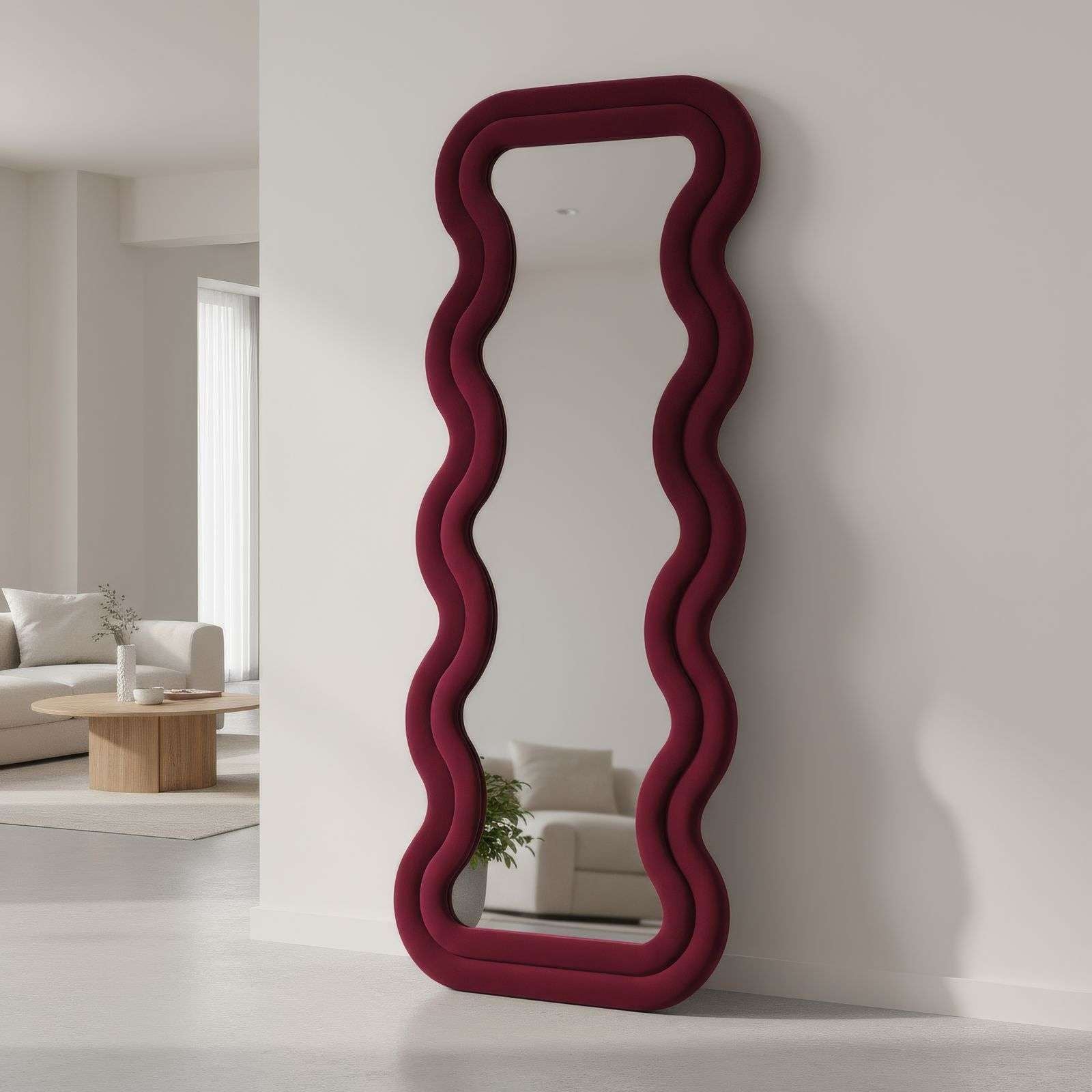 Espelho Cheval Vermelho Bordô 65x170cm - MDF com Fixação de Parede