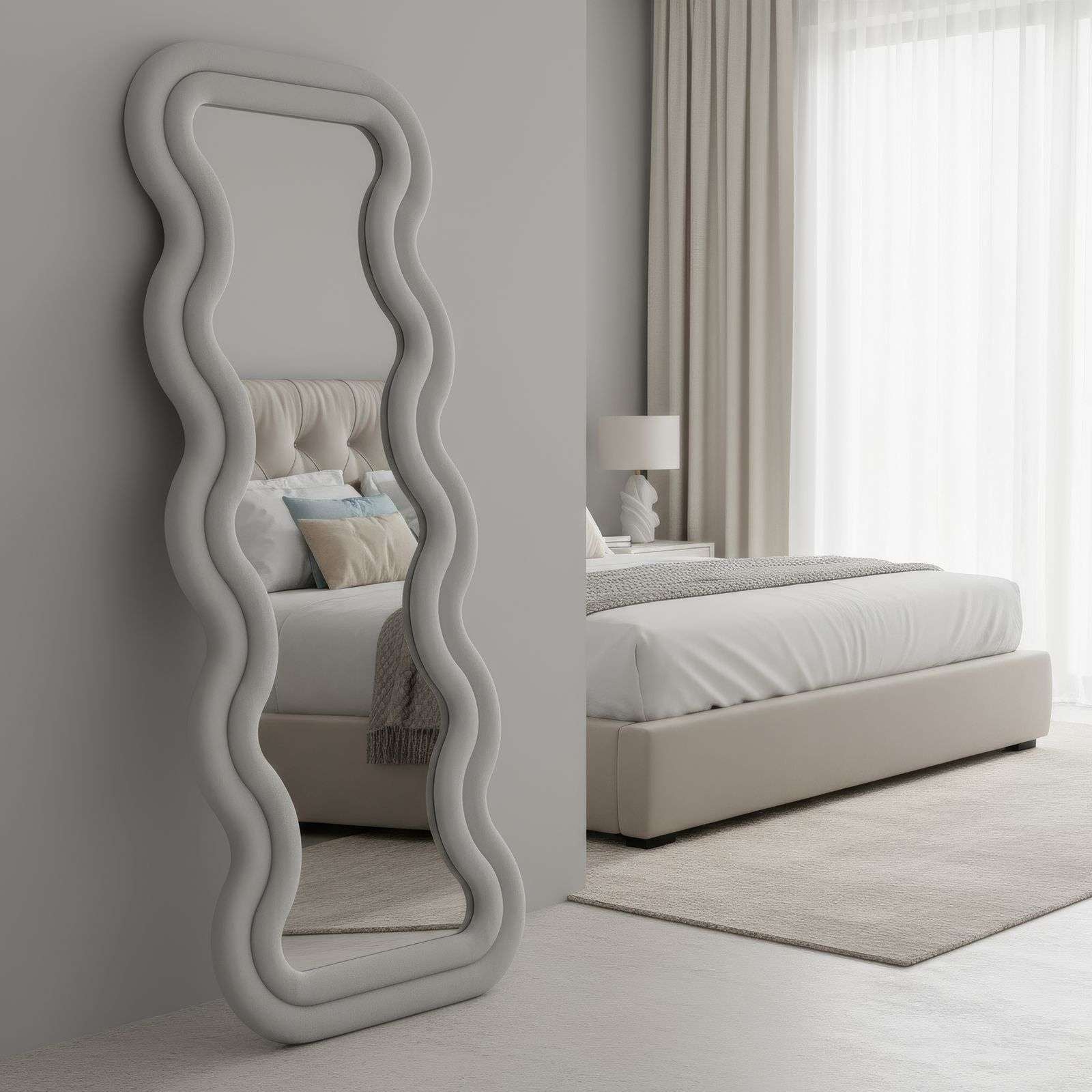 Espelho Cheval Creme 65x170cm - MDF com Fixação de Parede Incluída