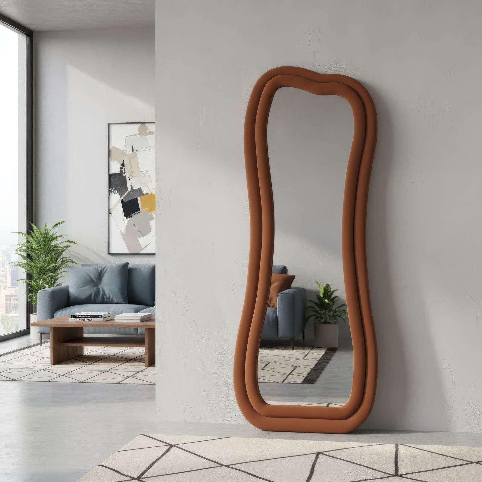 Espelho Cheval Vermelho Tijolo 65x170cm - MDF com Fixação de Parede