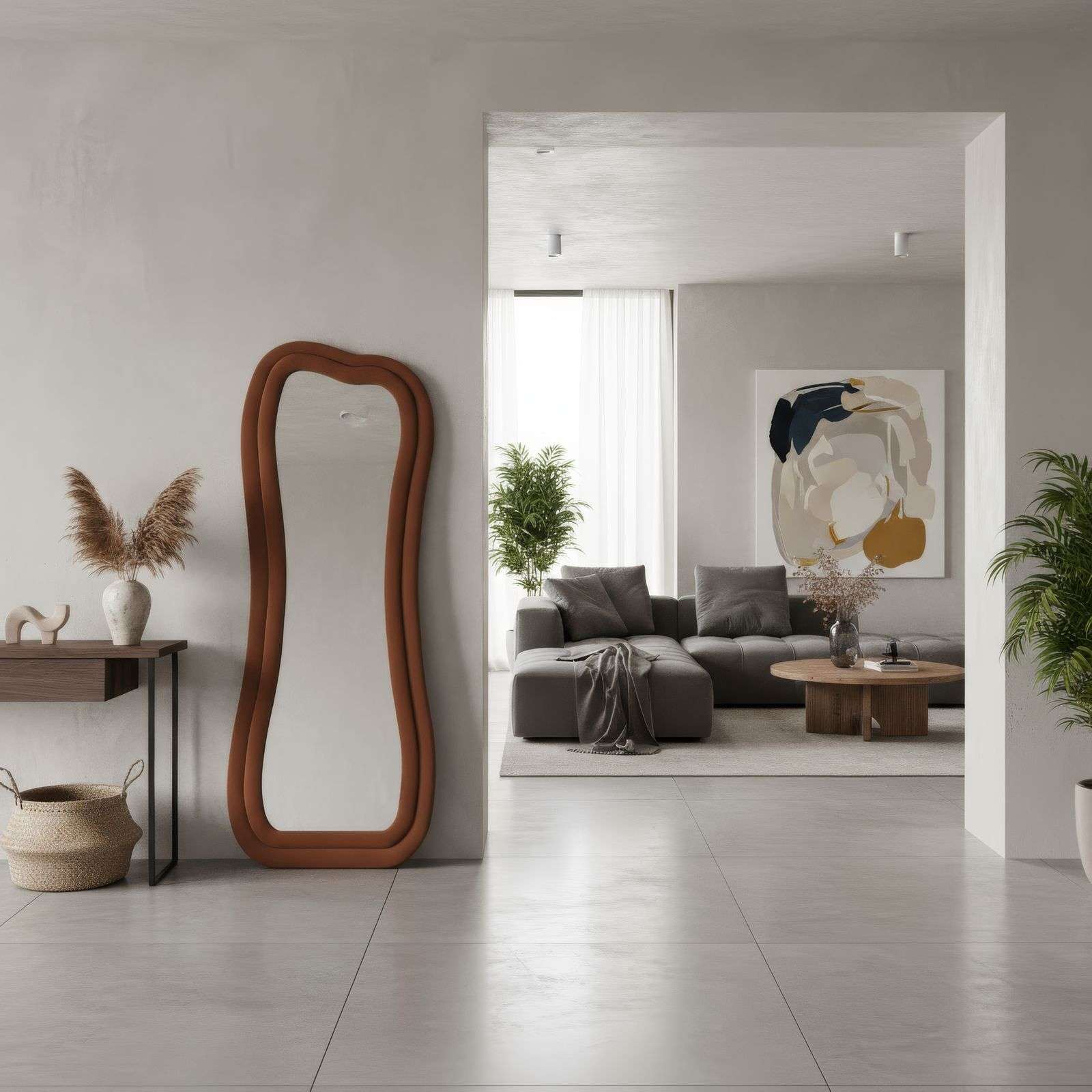 Espelho Cheval Vermelho Tijolo 65x170cm - MDF com Fixação de Parede