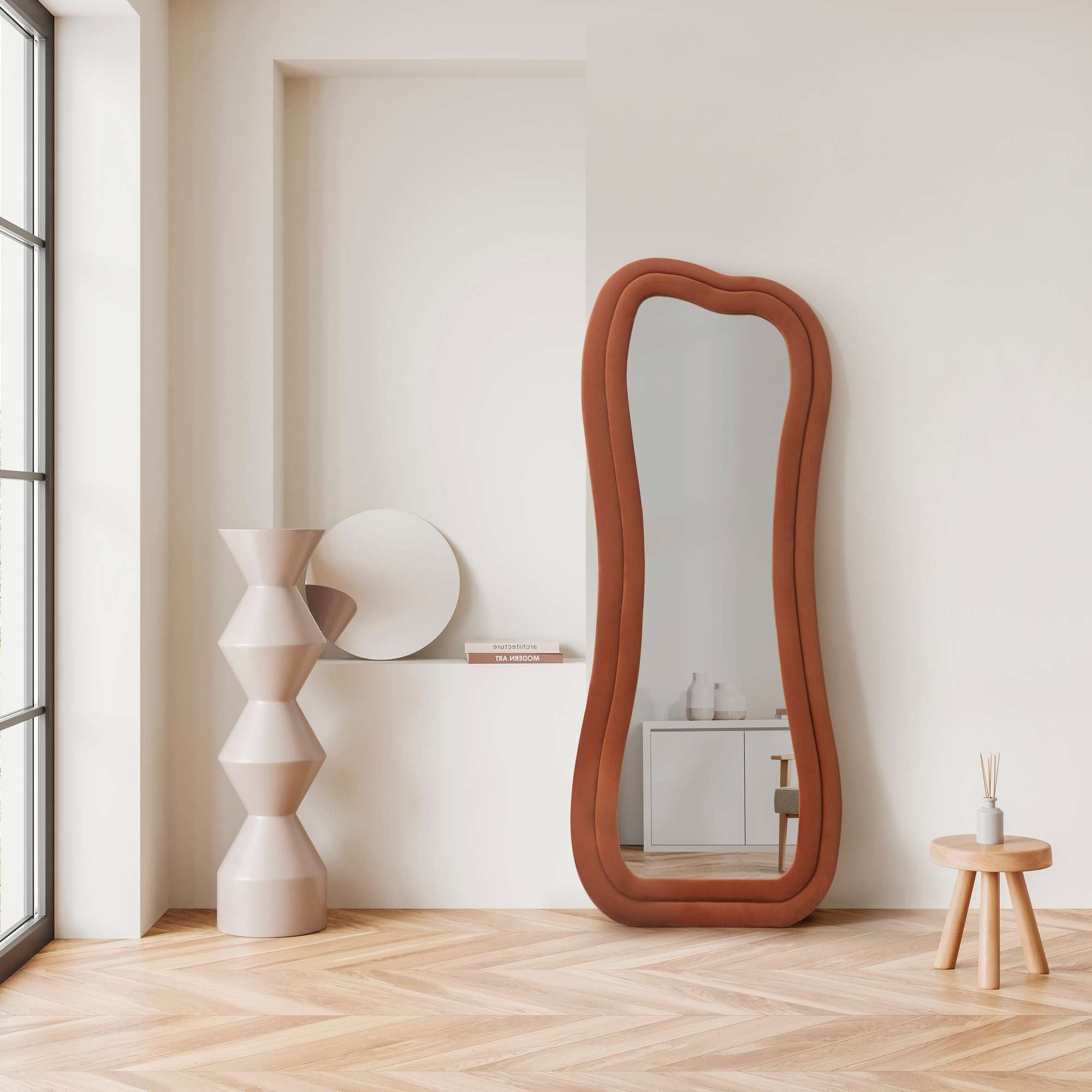 Espelho Cheval Vermelho Tijolo 65x170cm - MDF com Fixação de Parede