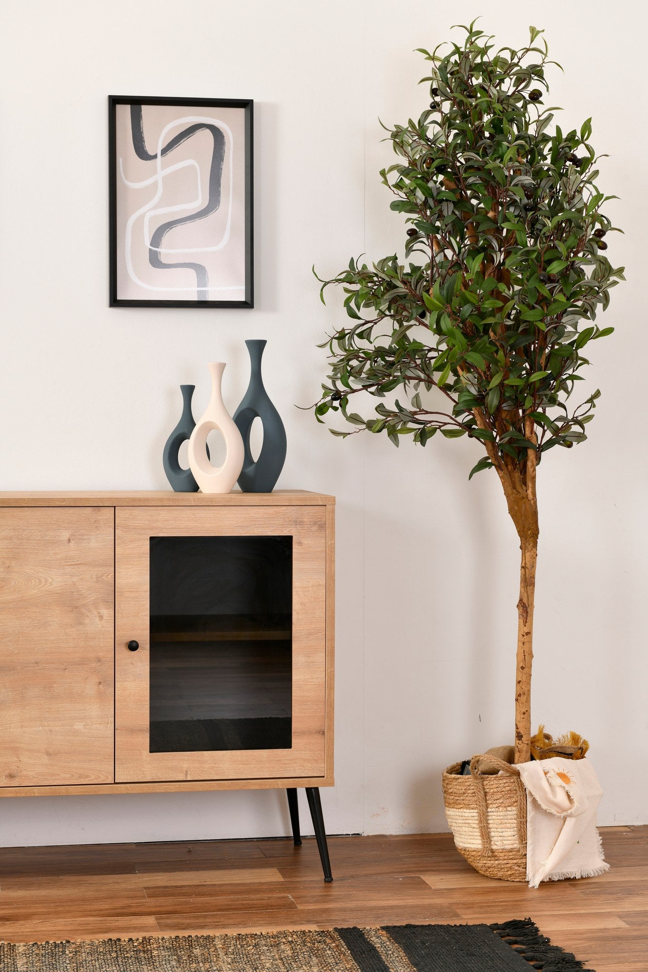 Aparador Elegante, Carvalho e Preto, 180 x 81 x 41 cm | Painel de Partículas 100% Revestido em Melamina, Pés de Metal, 20 cm de Altura | Perfeita para Espaços Modernos