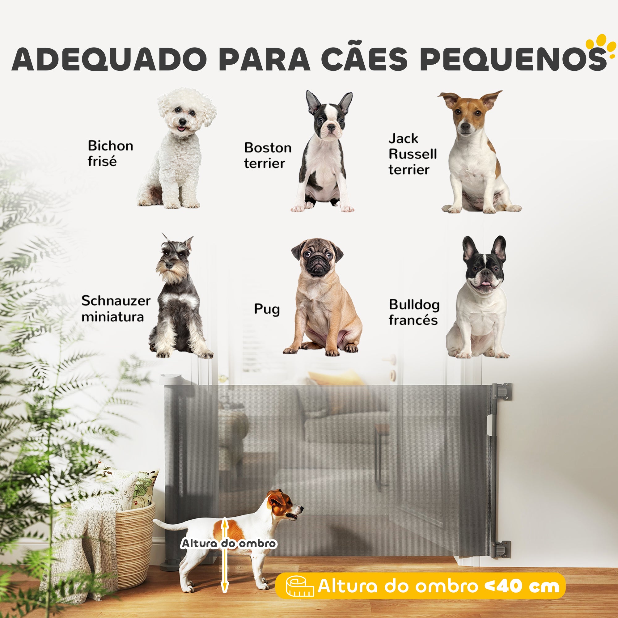 Barreira de Segurança Retrátil para Cães - 142x10x87 cm - Cinzento