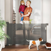 Barreira de Segurança Retrátil para Cães - 142x10x87 cm - Cinzento