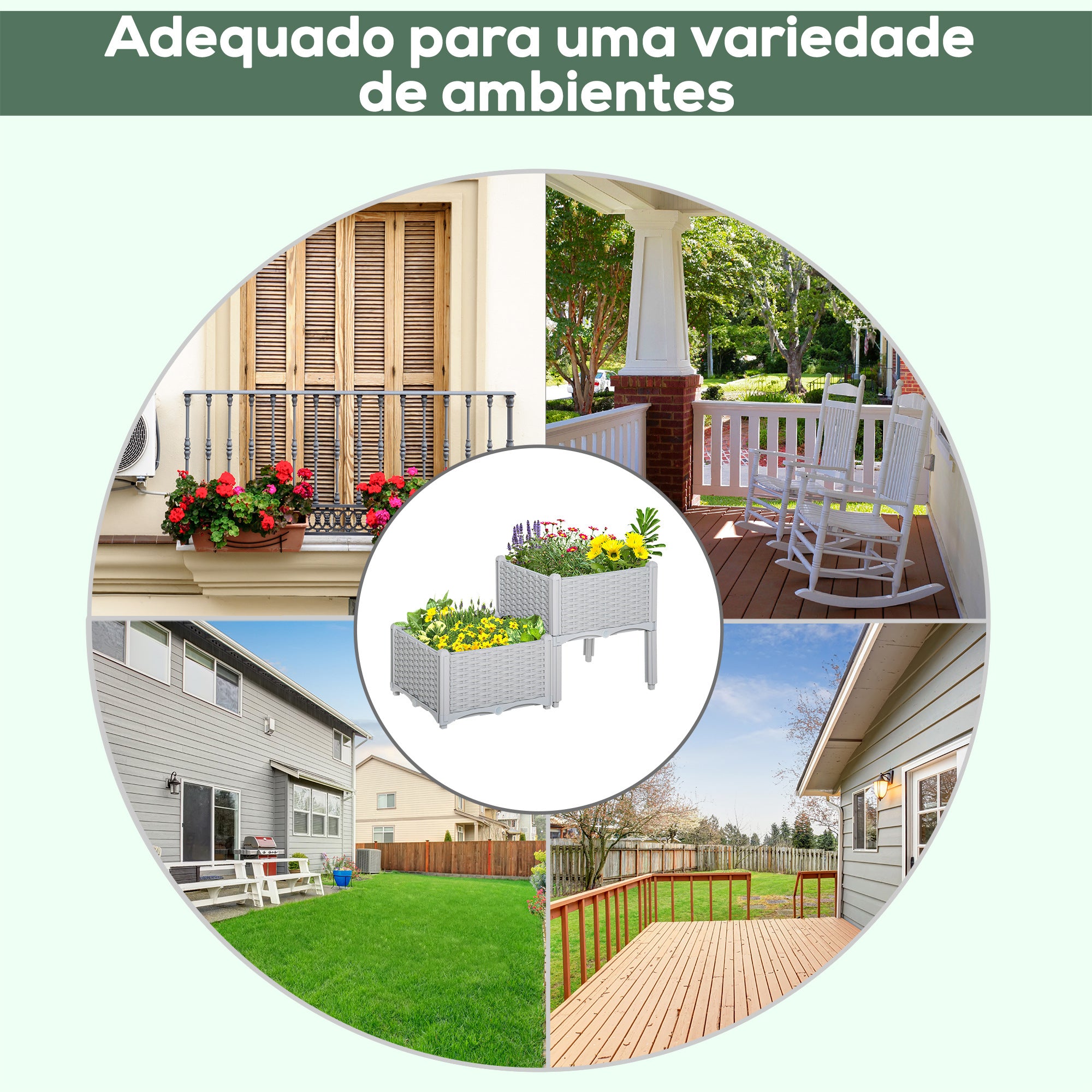 Conjunto de 2 Floreiras Quadradas – 40x40x26-44cm – Cinzento – PP