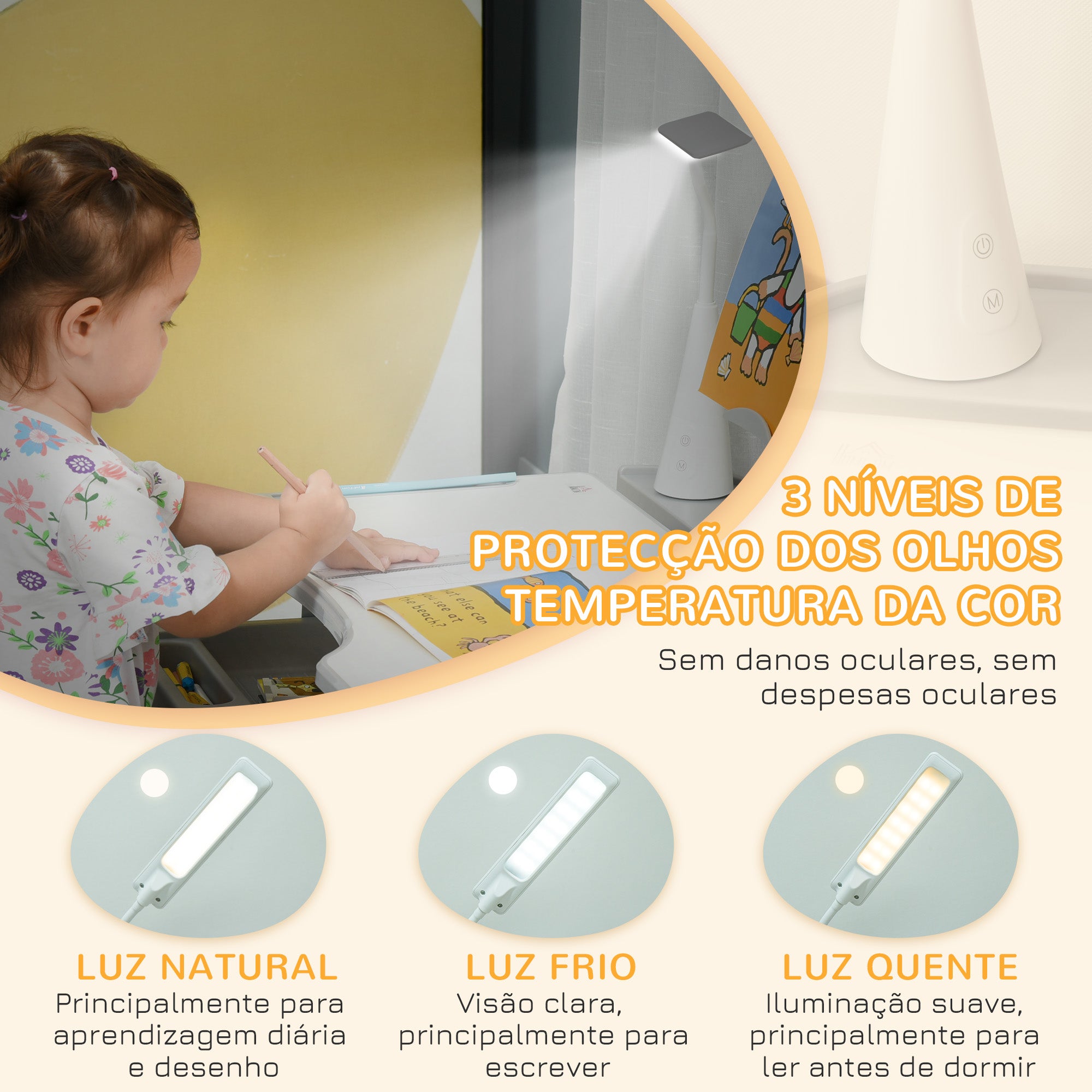 Secretária e Mesa Infantil Cinzenta com Altura Ajustável 70x50x80-105 cm