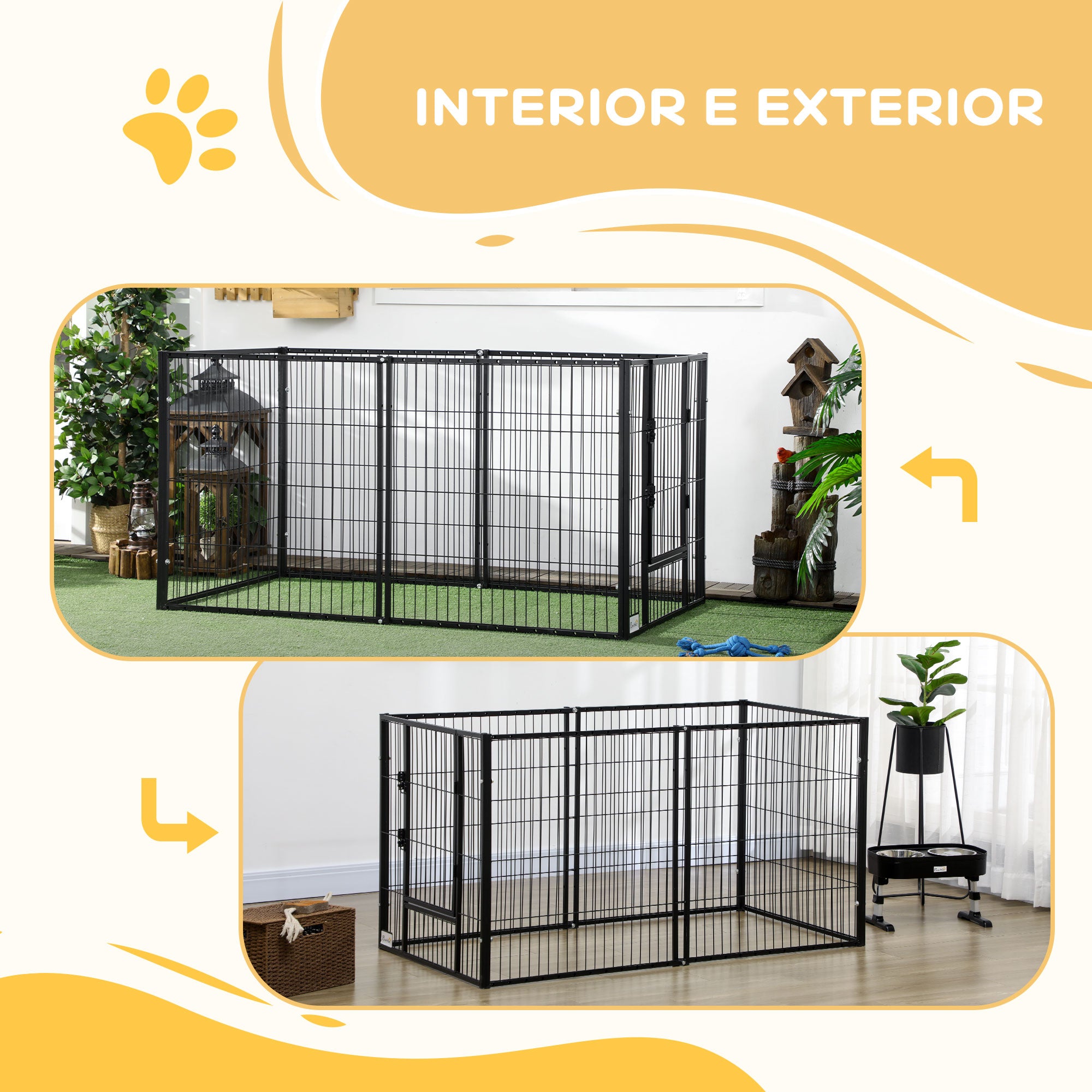 Parque para Cães – 82,5-150x79x81 cm – Cor Preto – Aço