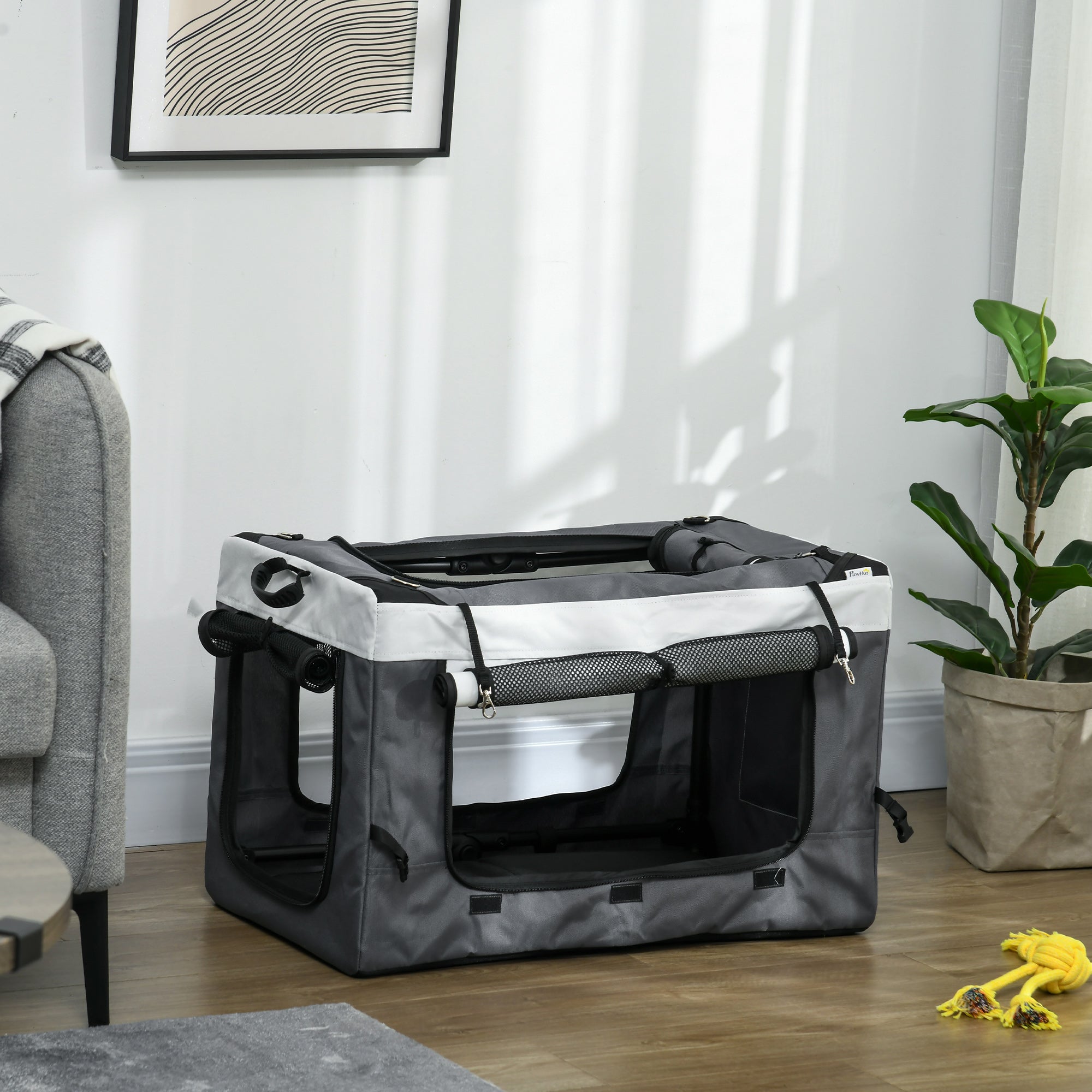 Carrinho para Cães Dobrável – 81x58x97,5 cm – Cinzento – Tecido Oxford