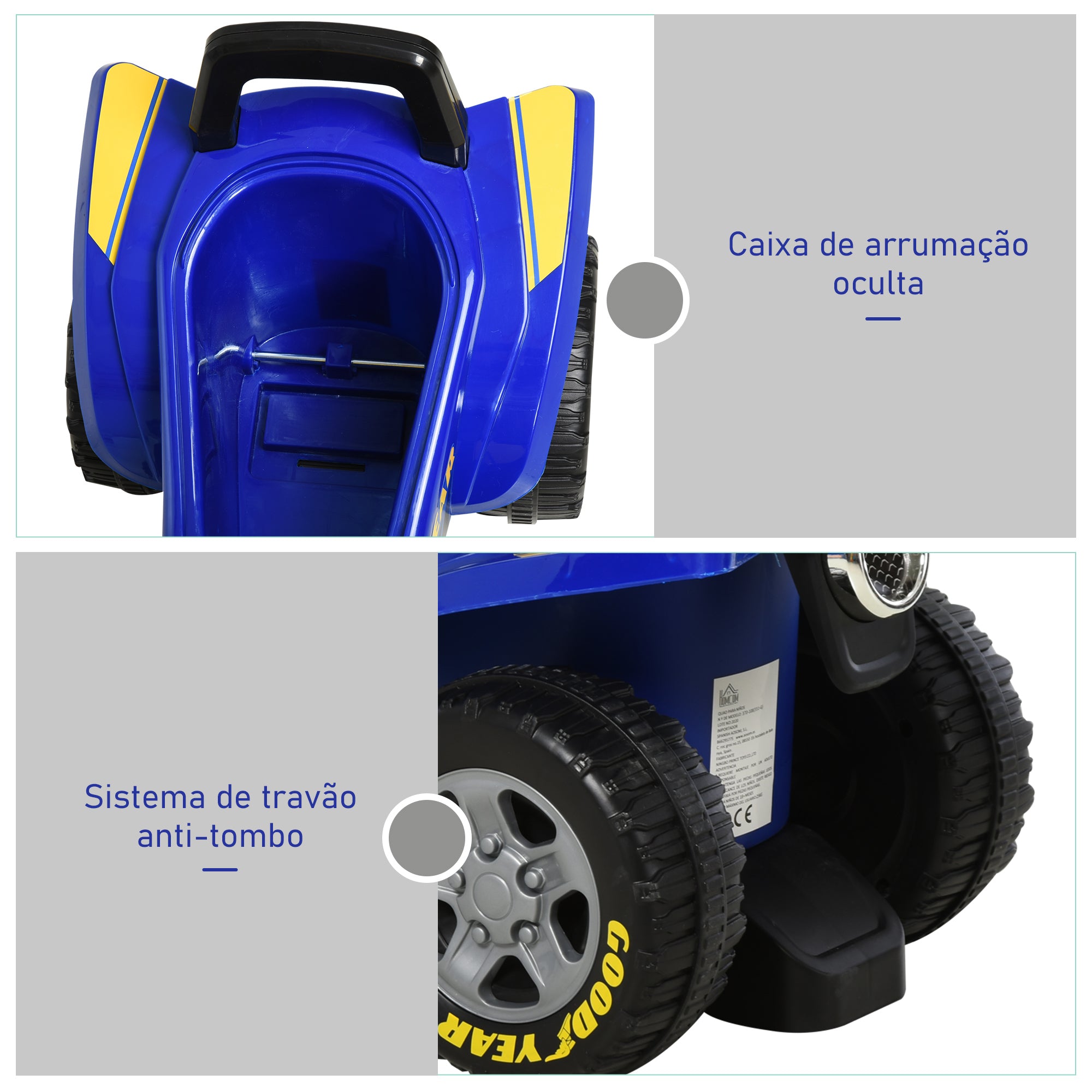 Reboque de Criança 3 em 1 Azul 60x38x42cm