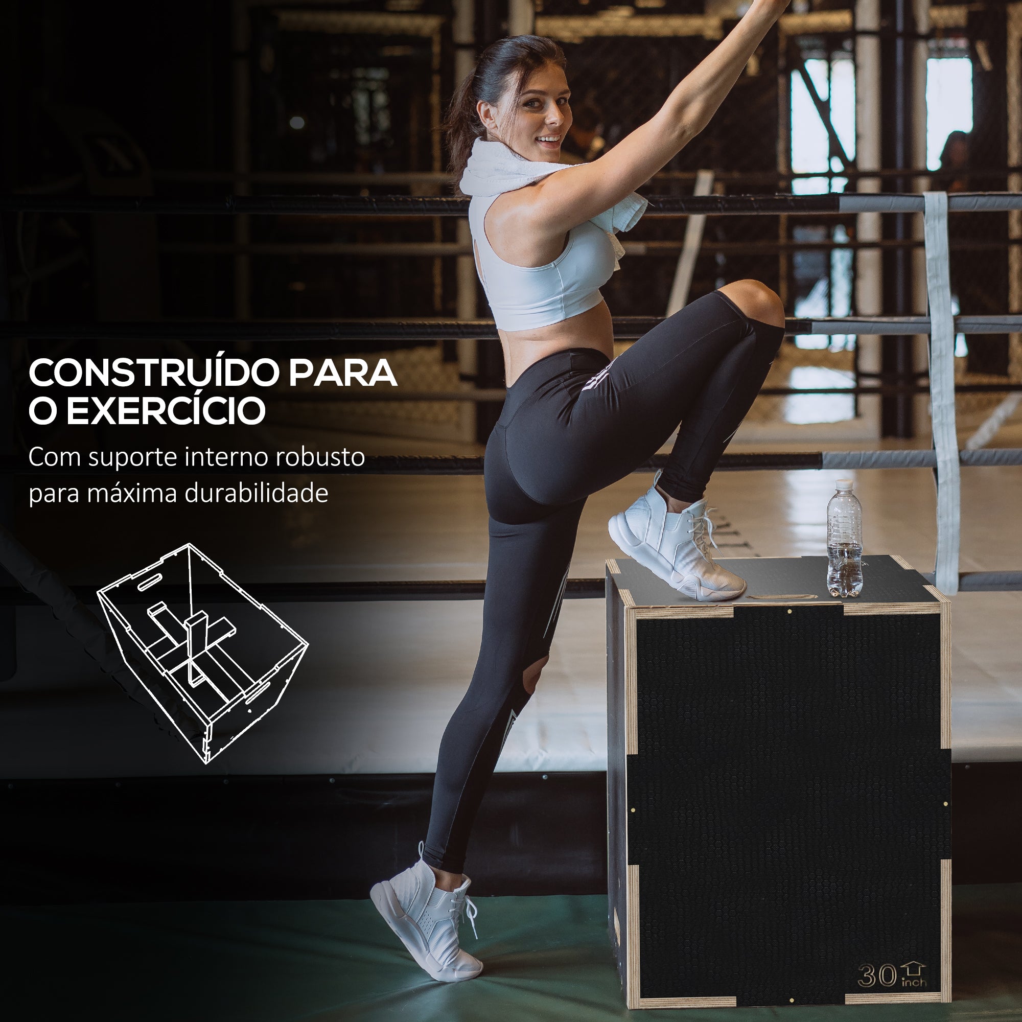 Caixa Pliométrica Multifuncional Preto 76x61x51 cm