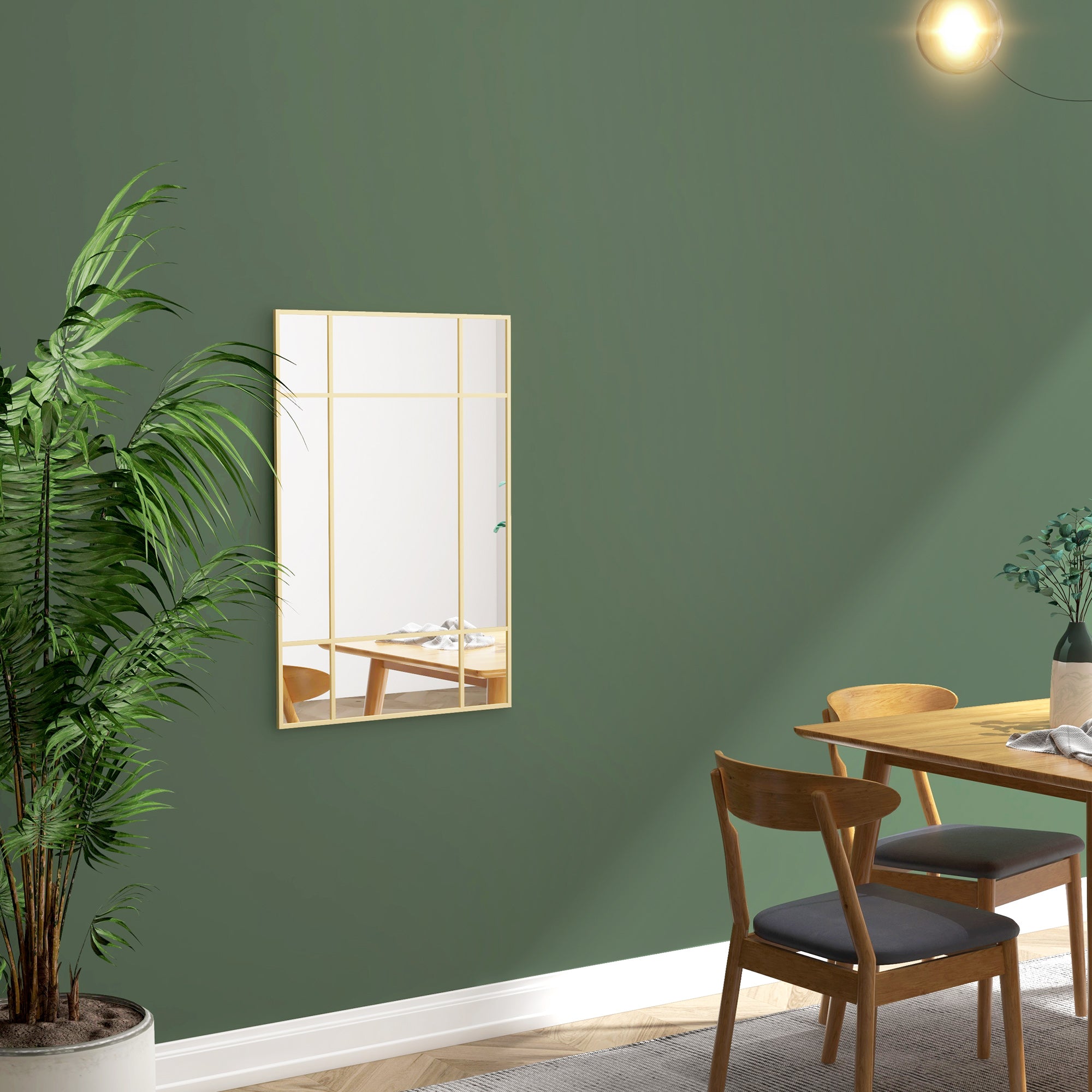 Espelho Decorativo Estilo Janela 90x60 cm - Cor Ouro