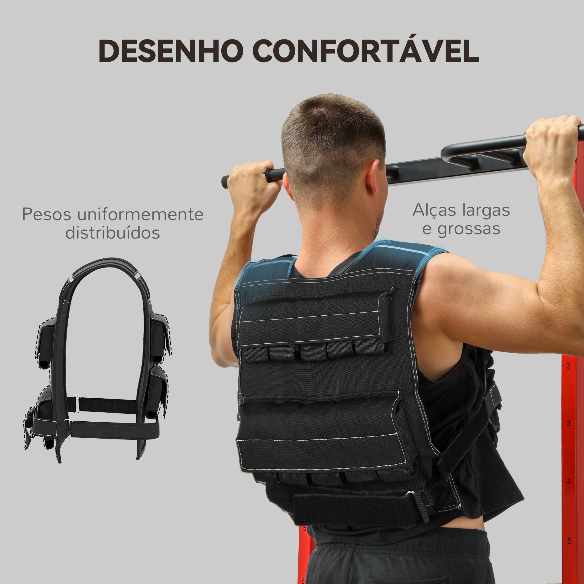 Colete de Pesos Ajustável 20 kg Preto 50x40 cm
