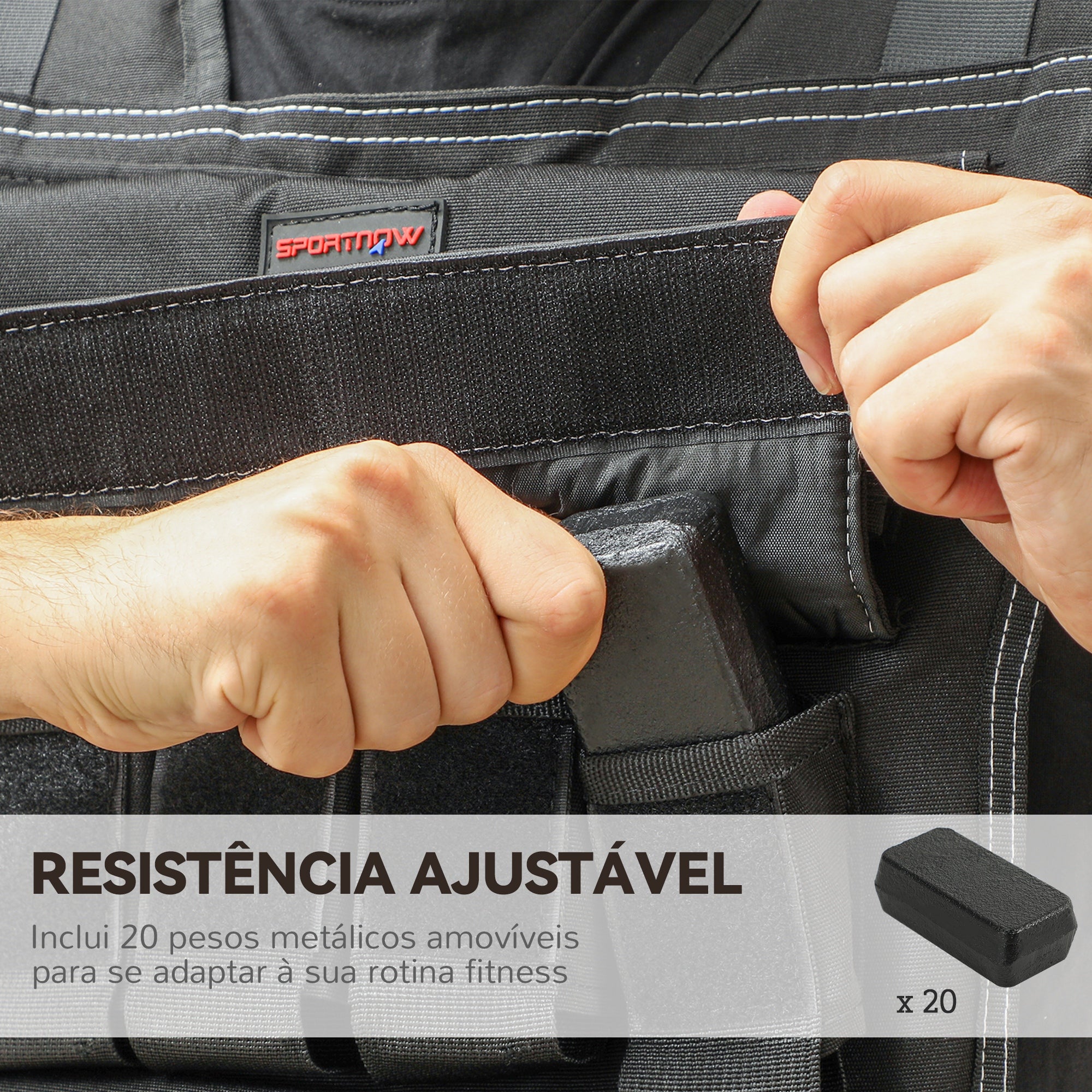 Colete de Pesos Ajustável 20 kg Preto 50x40 cm