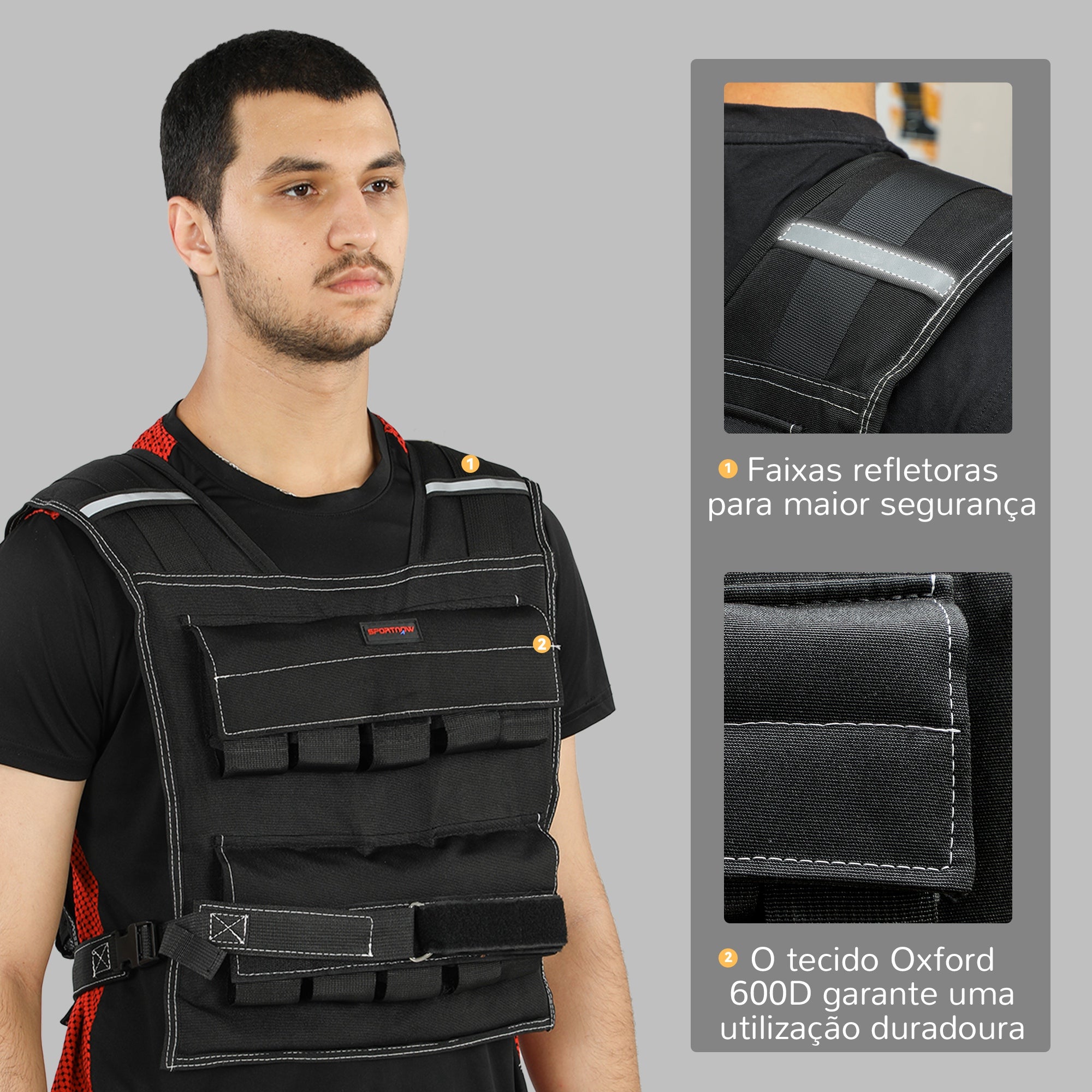 Colete de Pesos Ajustável 20 kg Preto 50x40 cm