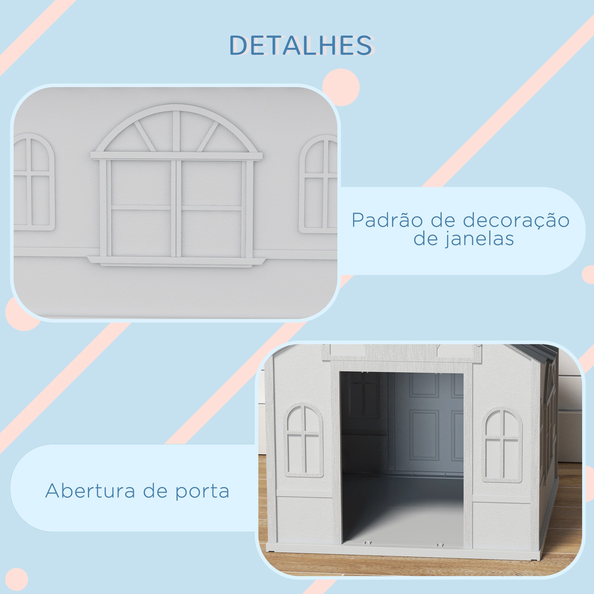 Casa para Cães – 65x75,7x63 cm – Cinza e Branco – Polipropileno