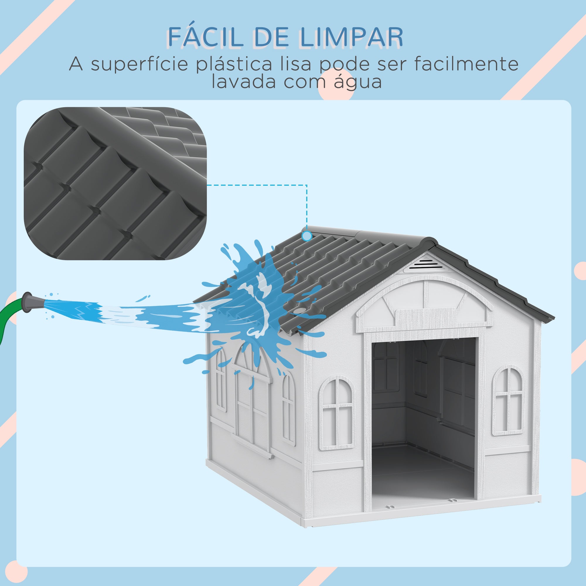 Casa para Cães – 65x75,7x63 cm – Cinza e Branco – Polipropileno