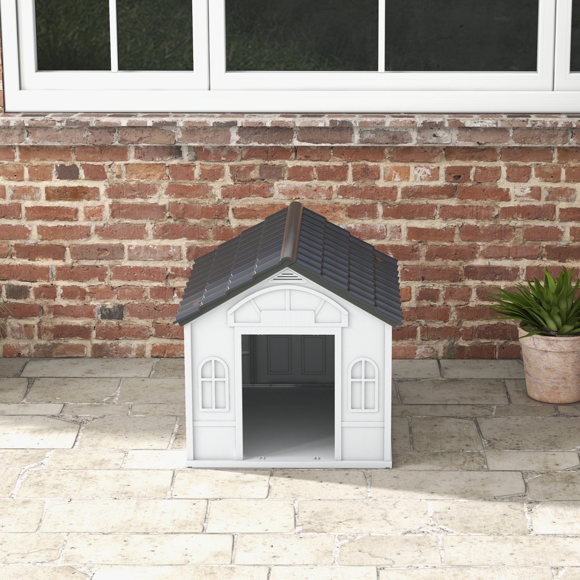 Casa para Cães – 65x75,7x63 cm – Cinza e Branco – Polipropileno
