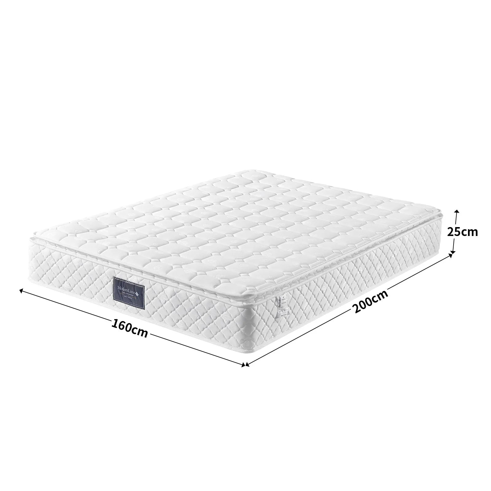Colchão de Molas Ensacadas Rosahqnda – 160x200 cm – Certificado Oeko-Tex – 7 Zonas Ergonómicas – Altura 25 cm – Branco