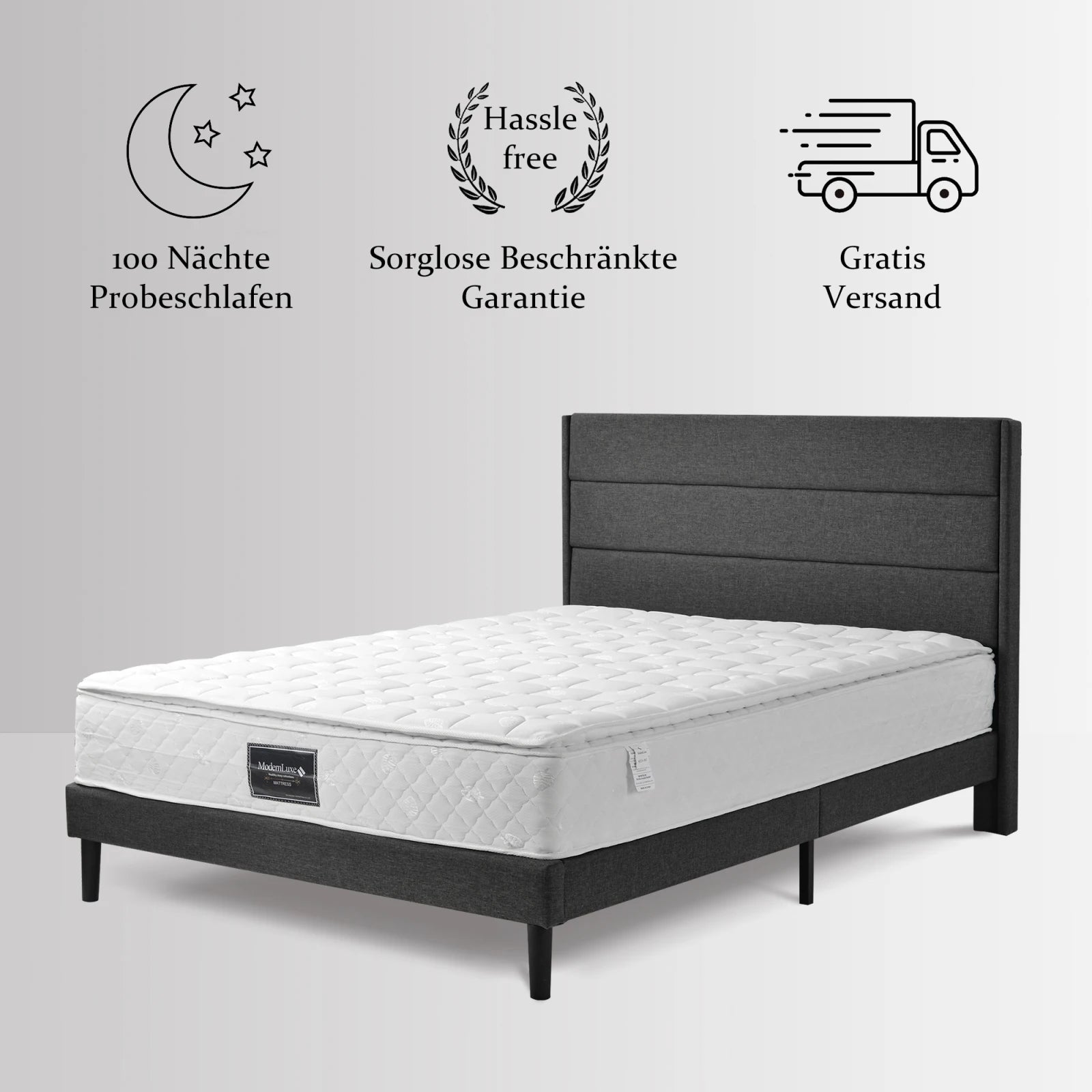 Colchão de Molas Ensacadas Rosahqnda – 160x200 cm – Certificado Oeko-Tex – 7 Zonas Ergonómicas – Altura 25 cm – Branco