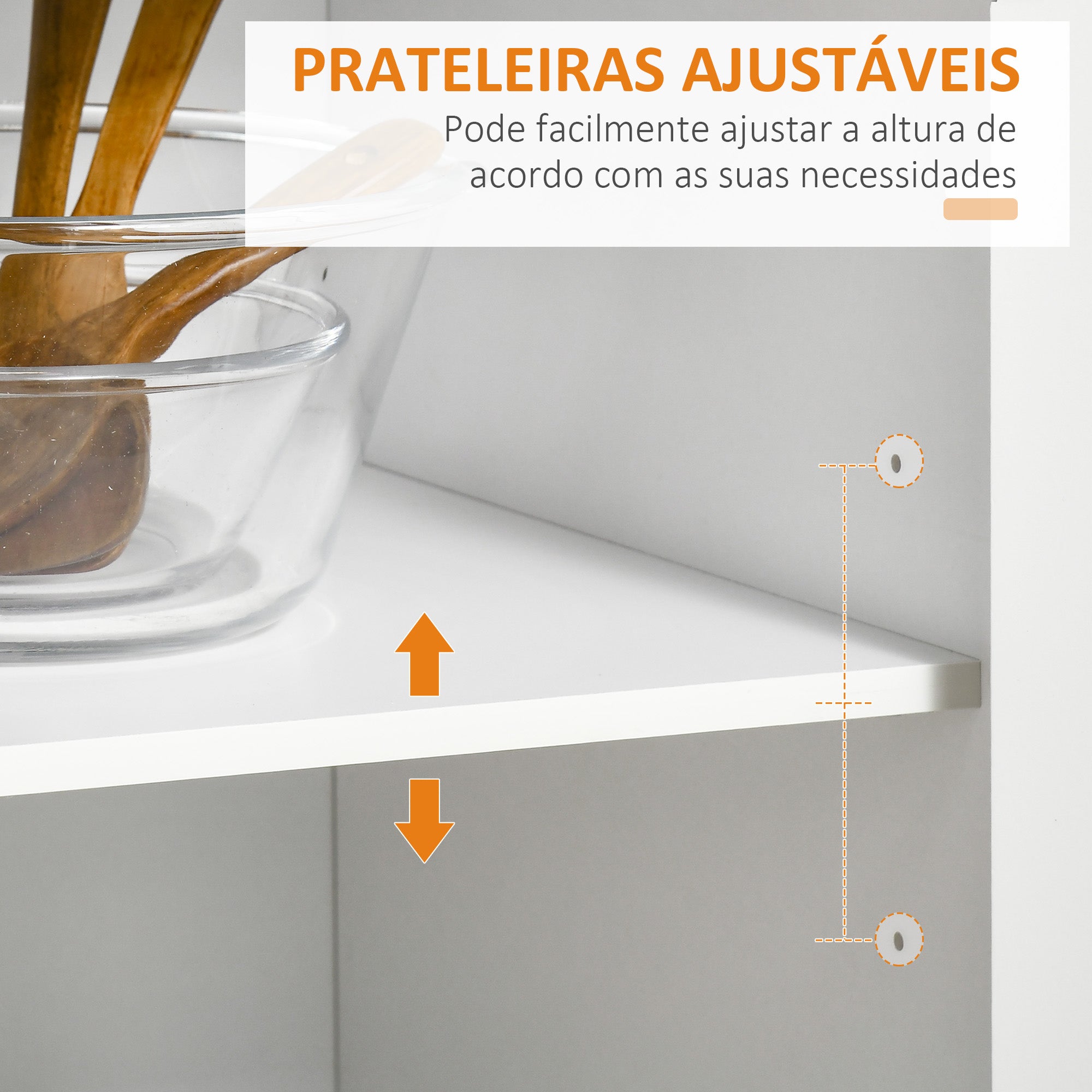 Carrinho de Cozinha – 104x46x91 cm – Branco e Madeira