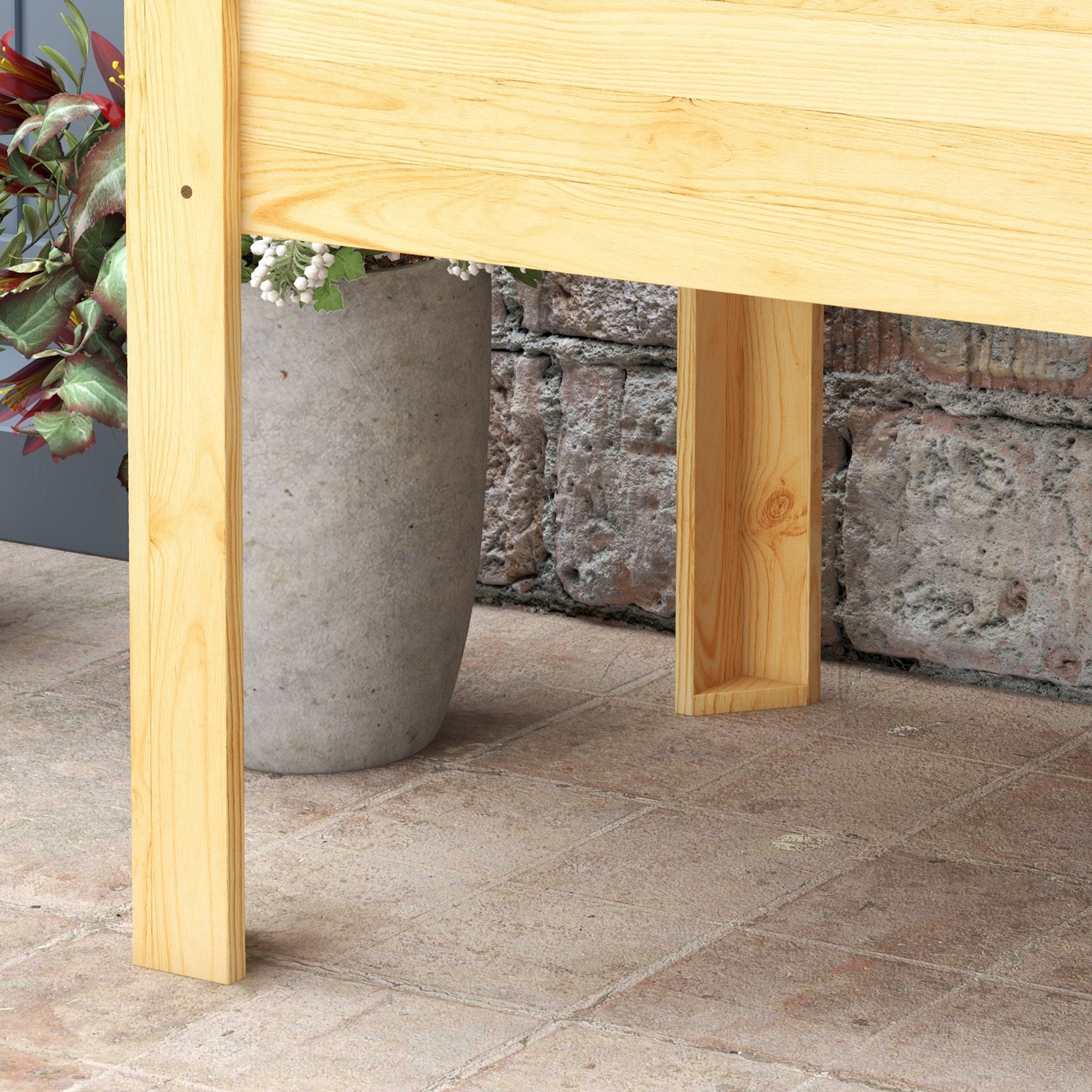 Horta Vertical Elevada Cor de Madeira Natural 120x60x75 cm