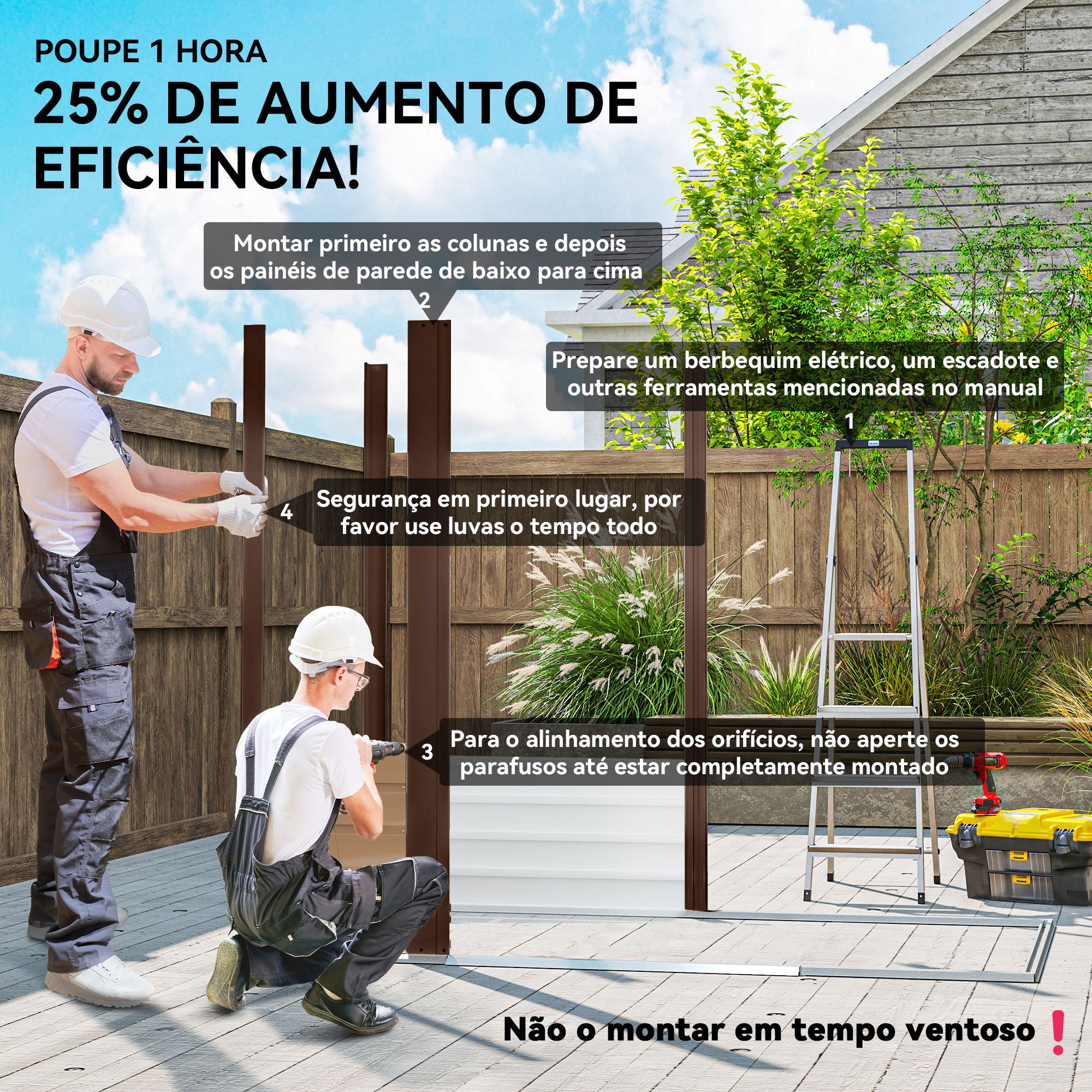 Abrigo de Jardim Carvalho 190x132x187 cm - Armazenamento e Ventilação