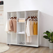 Roupeiro Aberto com 2 Barras e 3 Prateleiras 120x40x128 cm - Branco