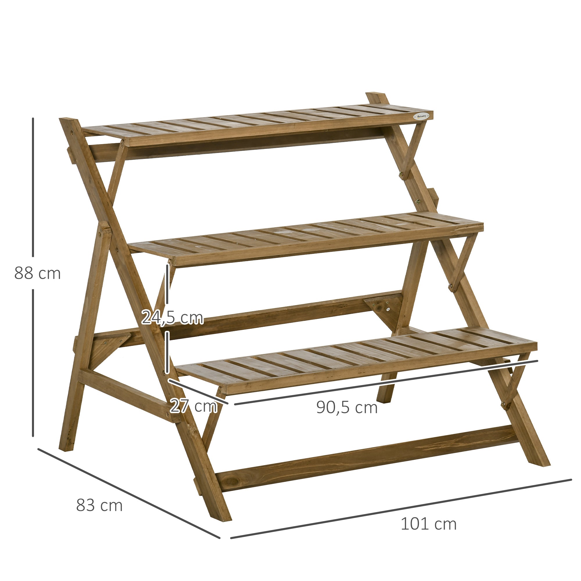 Suporte de Plantas em Forma de Escada – 101x83x88 cm – Marrom – Madeira de abeto