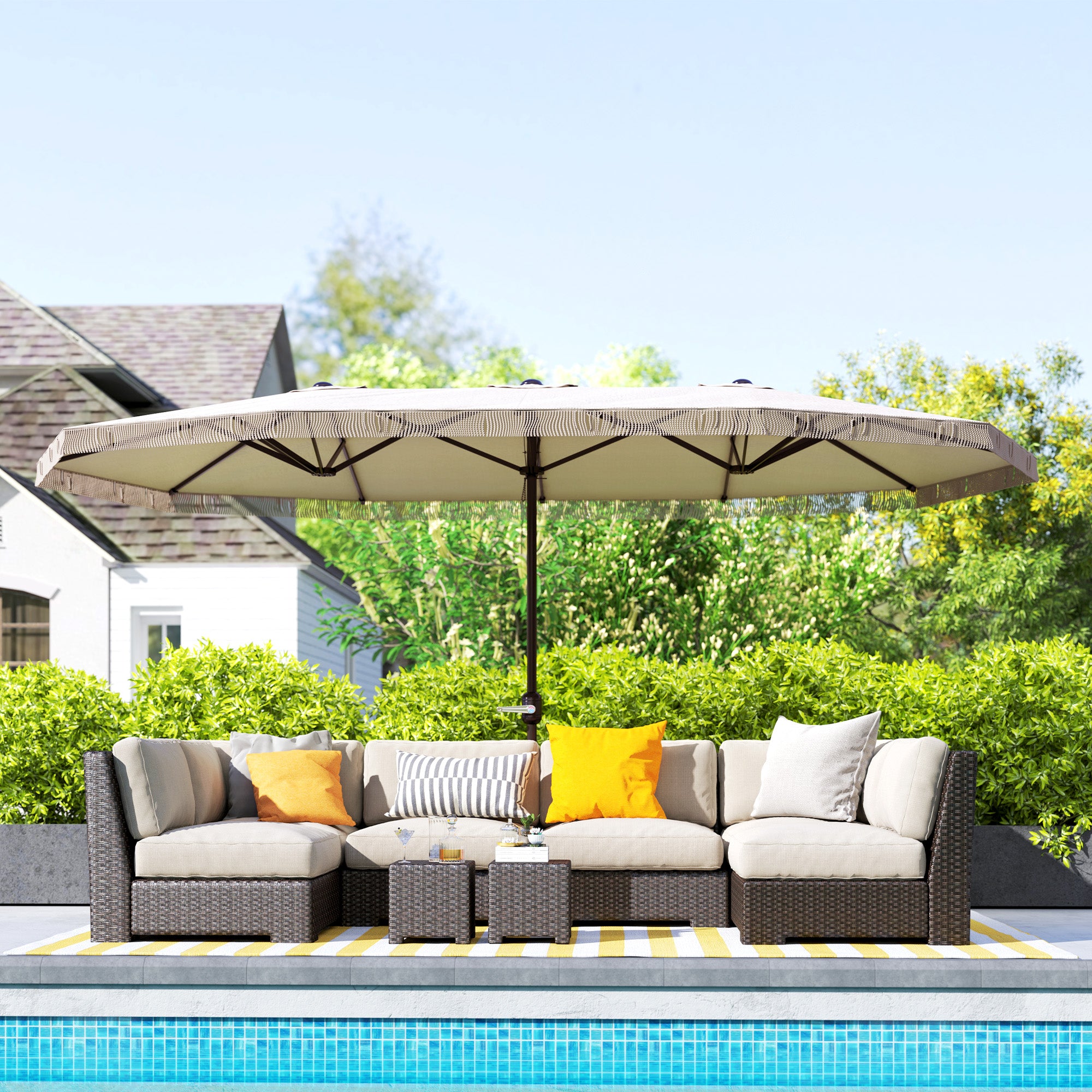 Chapéu de Sol Duplo 450x265x260 cm - Creme Branco