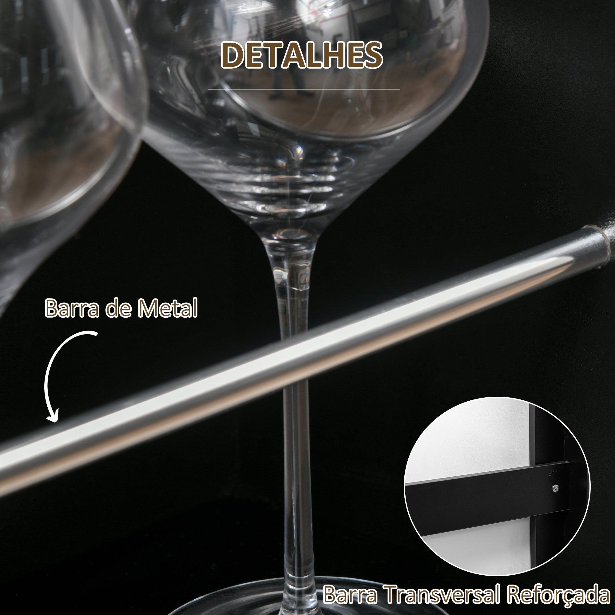 Mesa de Bar de Bistrô com 3 Prateleiras - 112x57x106cm - Preto