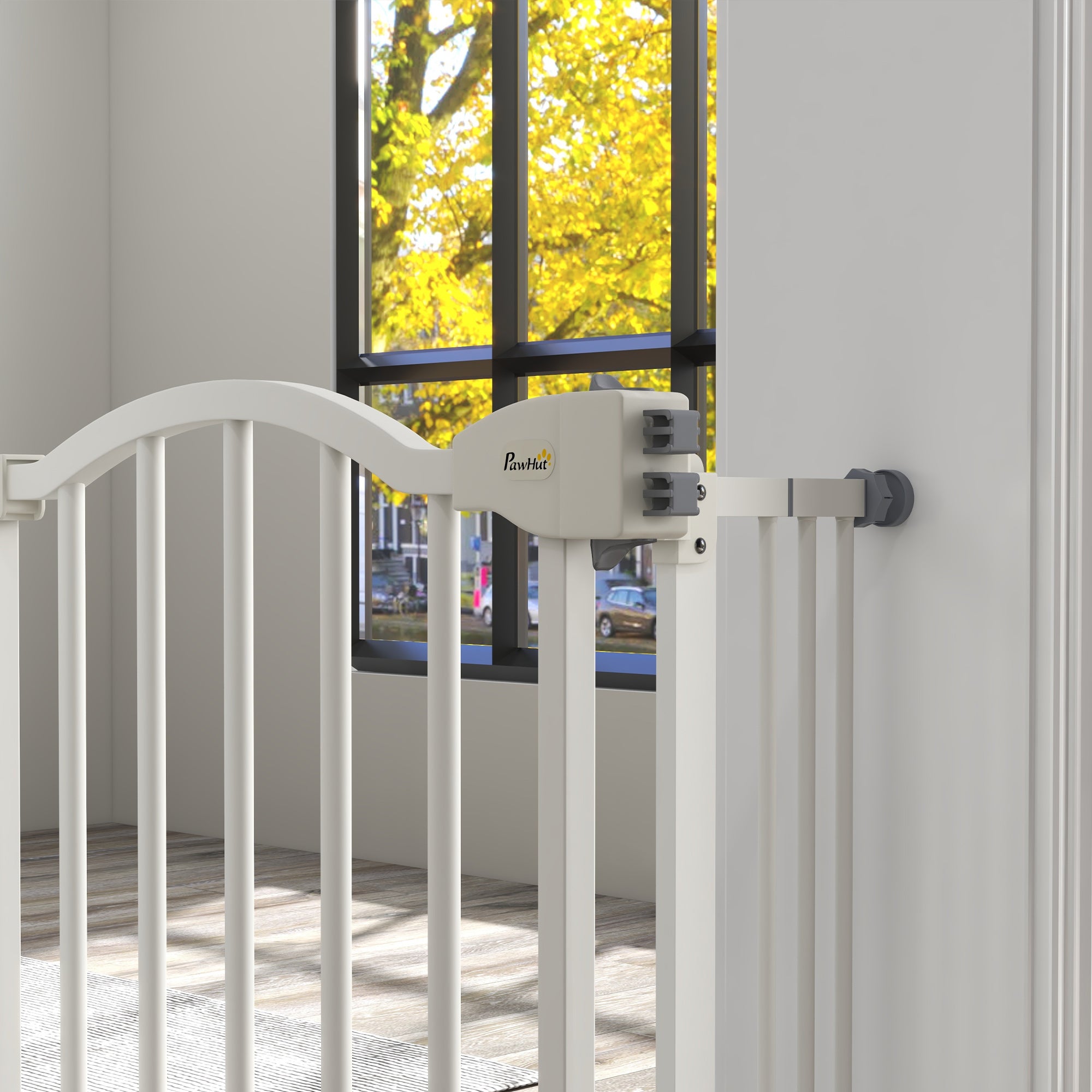 Barreira de Segurança para Cães – 74-100 cm – Branco – Metal e Plástico