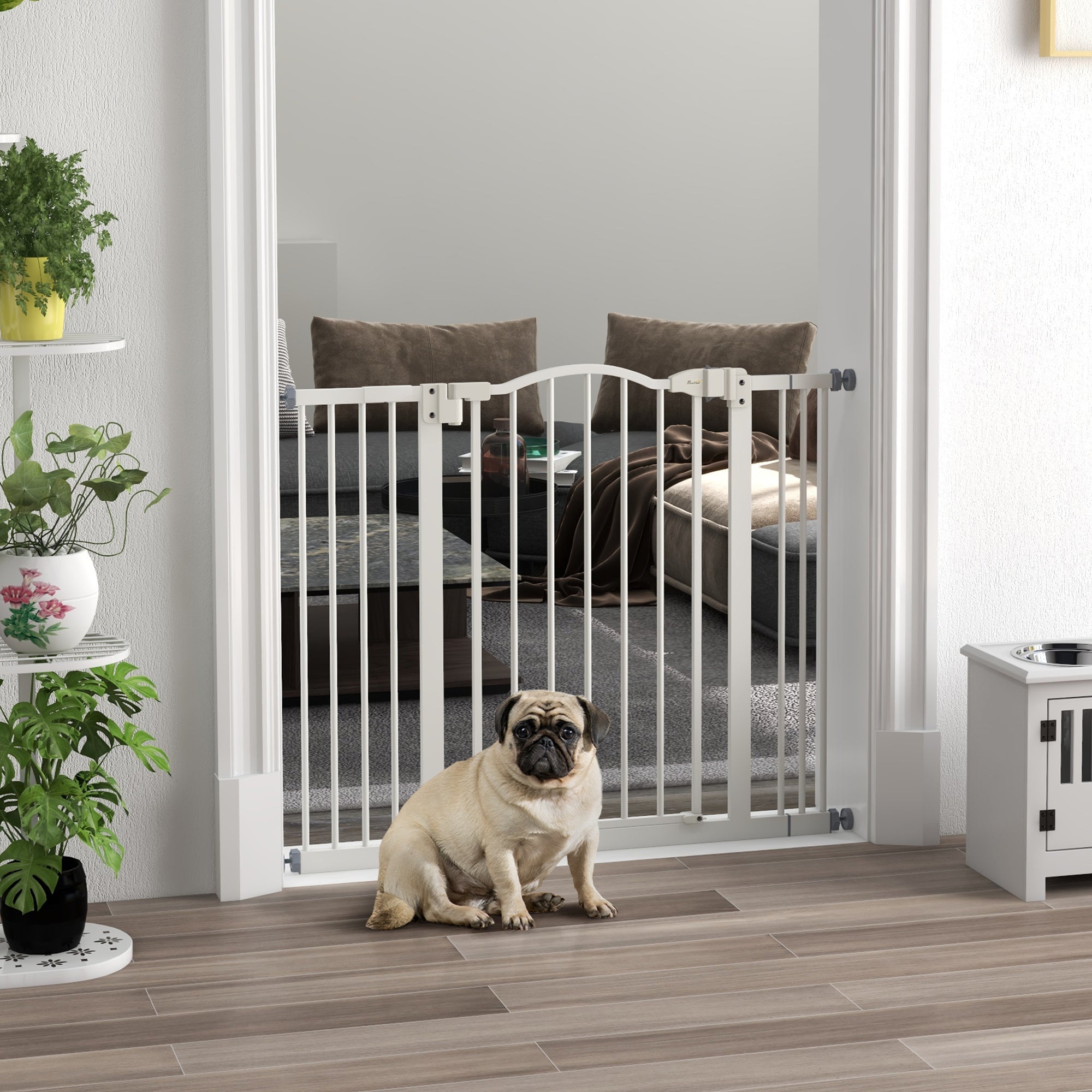 Barreira de Segurança para Cães – 74-100 cm – Branco – Metal e Plástico