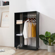 Roupeiro Aberto com Barra para Pendurar e 3 Prateleiras Organizadoras – 80x40x128 cm – Preto – Melamina