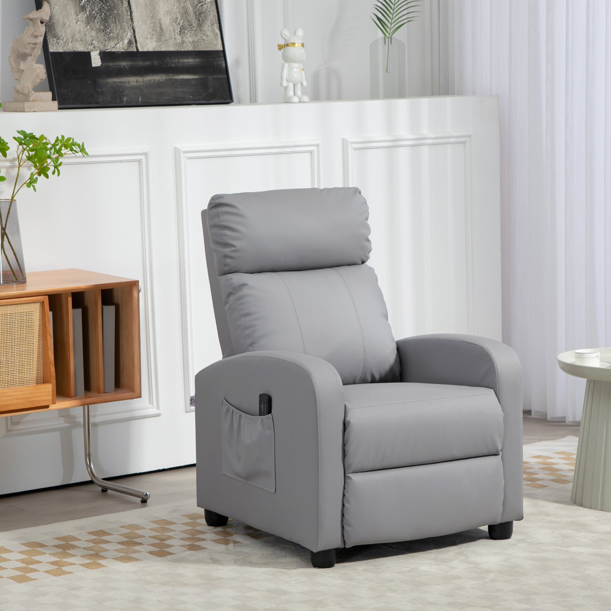 Poltrona de Massagem Reclinável Cinzenta 68x88x98 cm