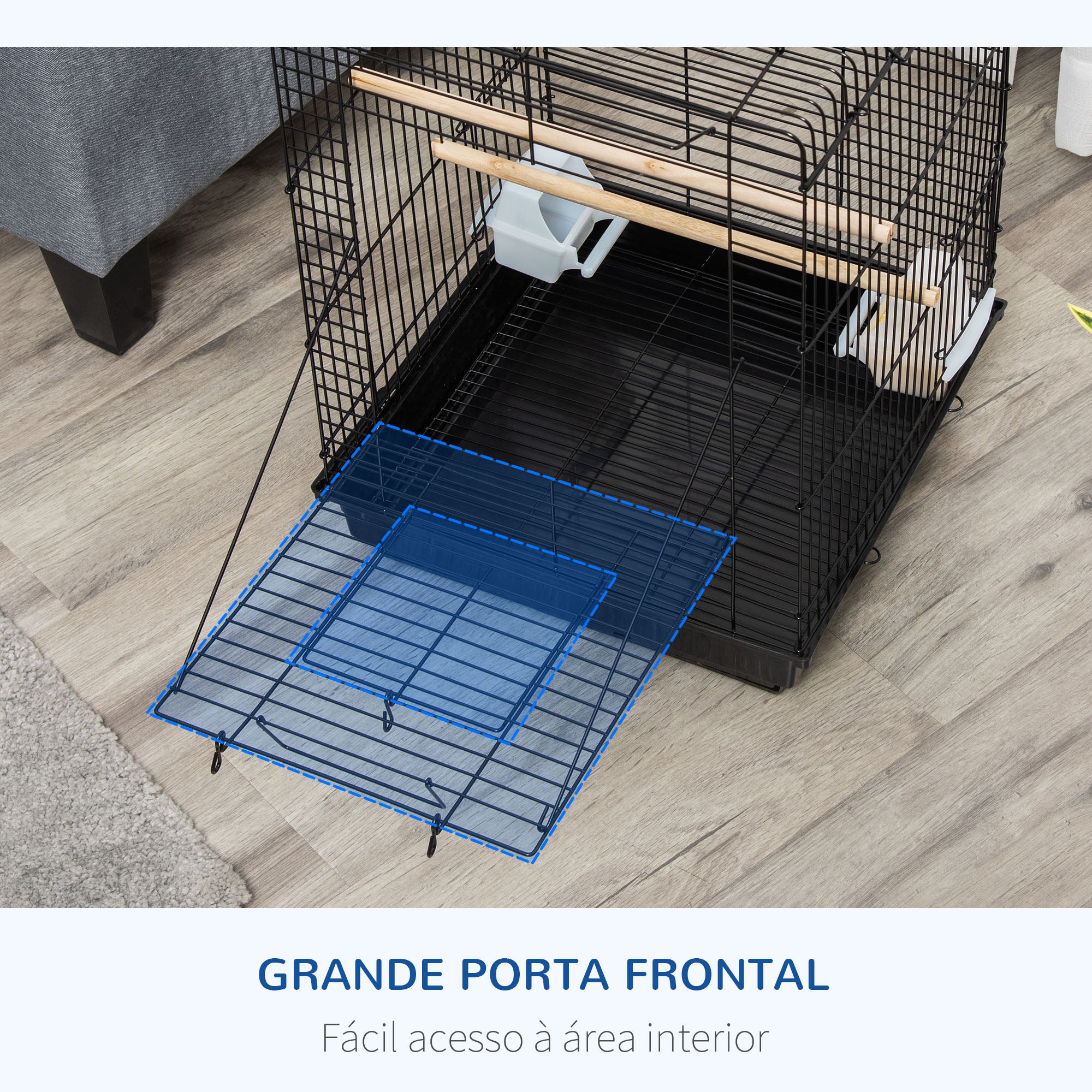 Gaiola Metálica para Pássaros – 40x40x59 cm – Preto