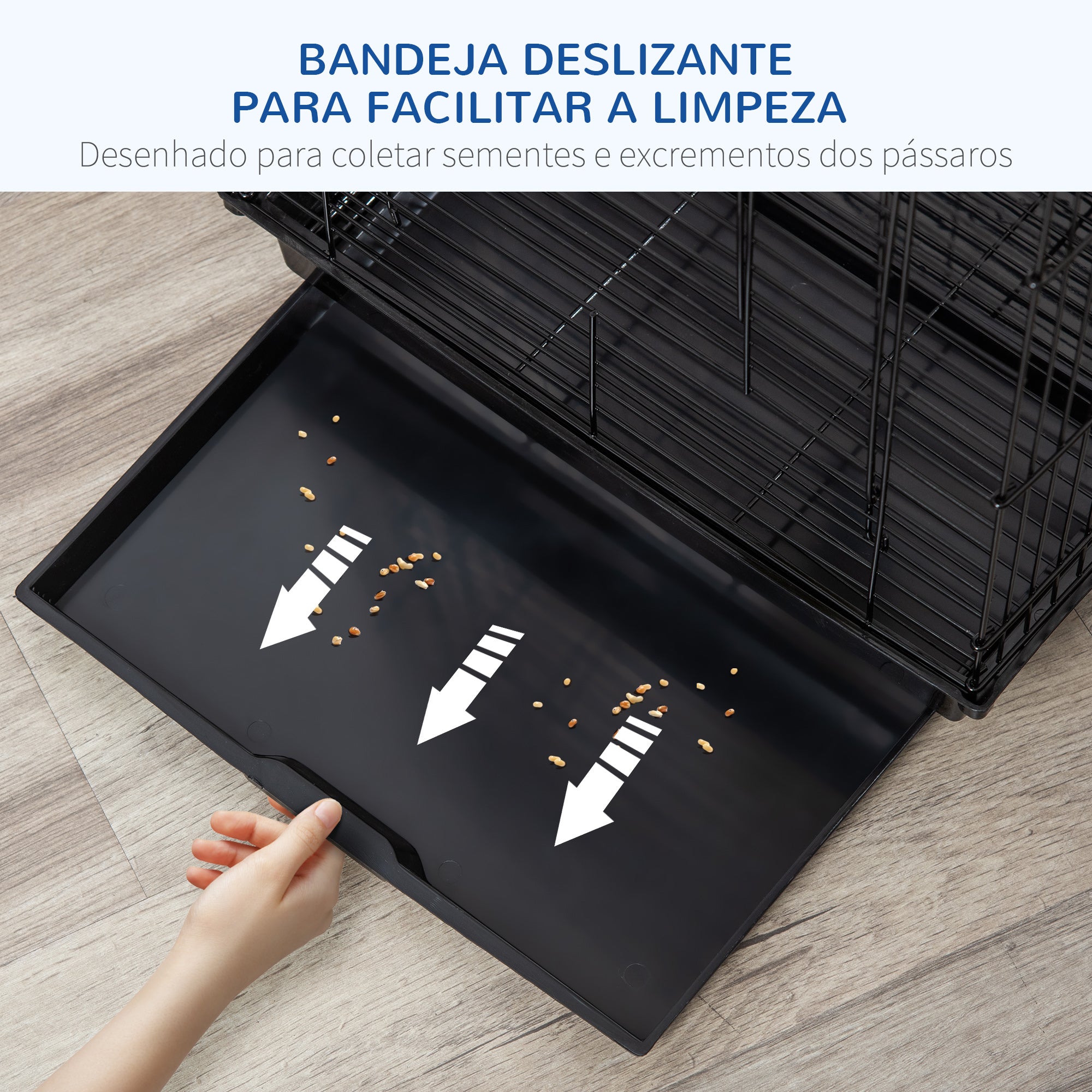 Gaiola Metálica para Pássaros – 40x40x59 cm – Preto
